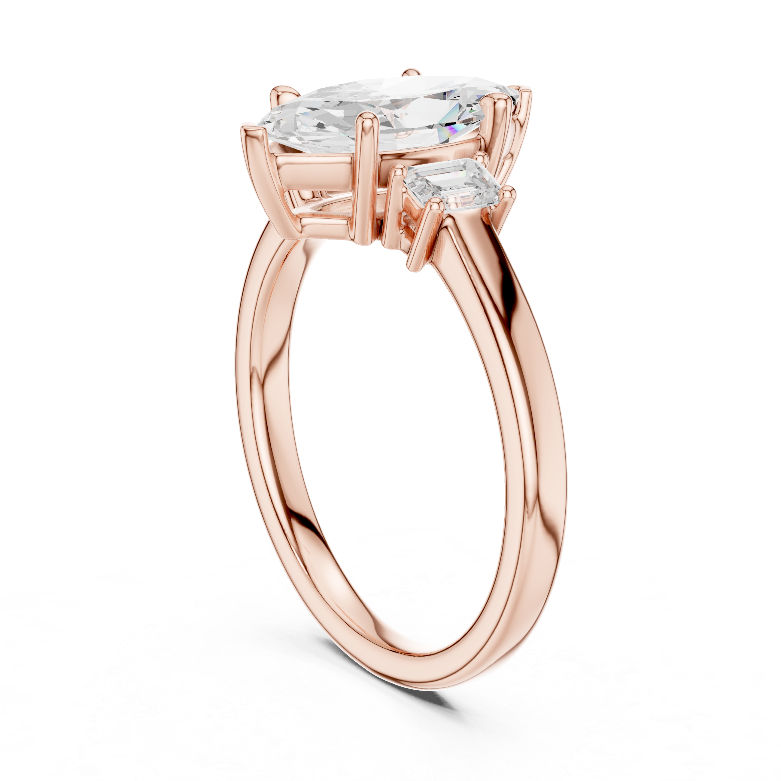 Three Stone Marquise Cut Lab Diamond Promise Ring