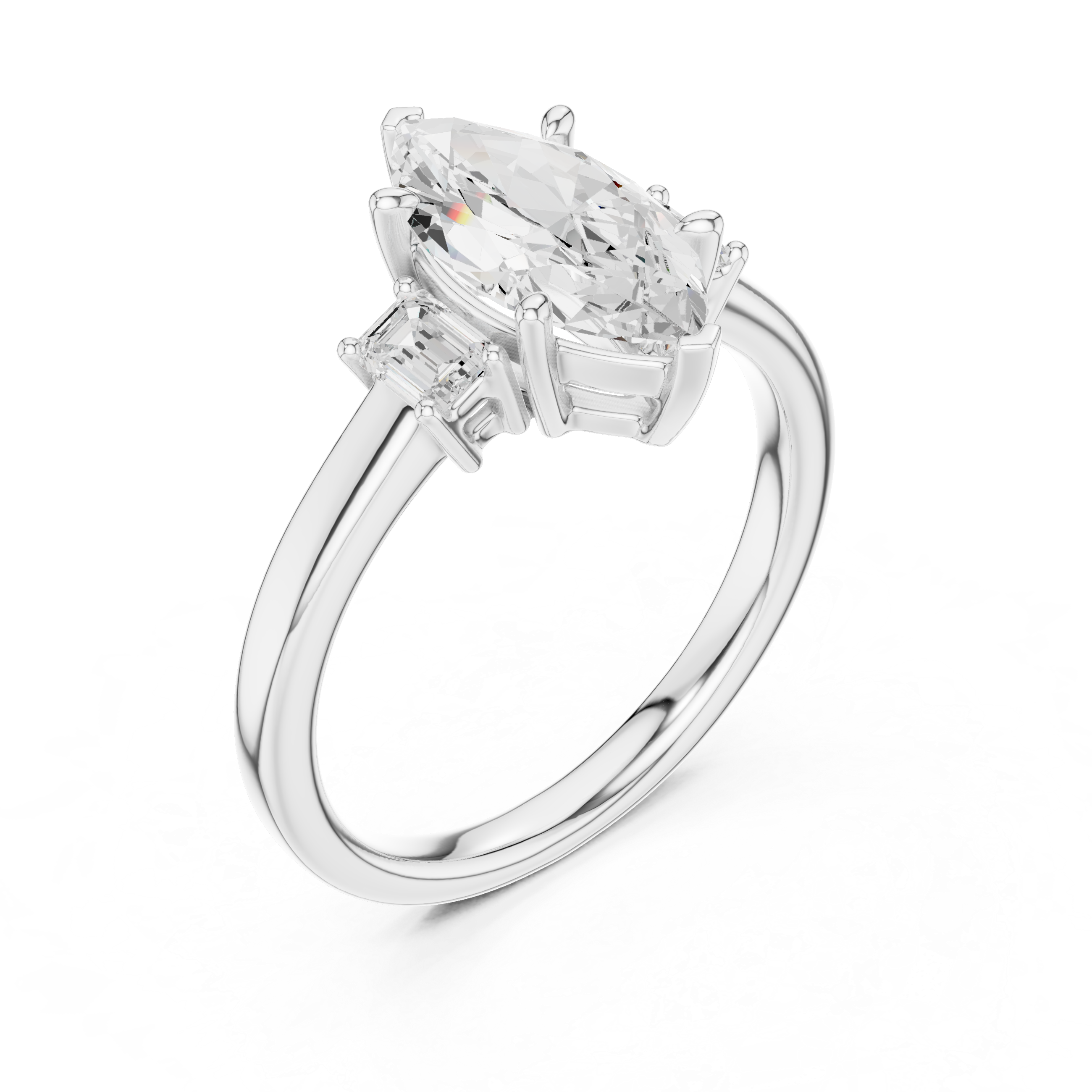 Three Stone Marquise Cut Lab Diamond Promise Ring