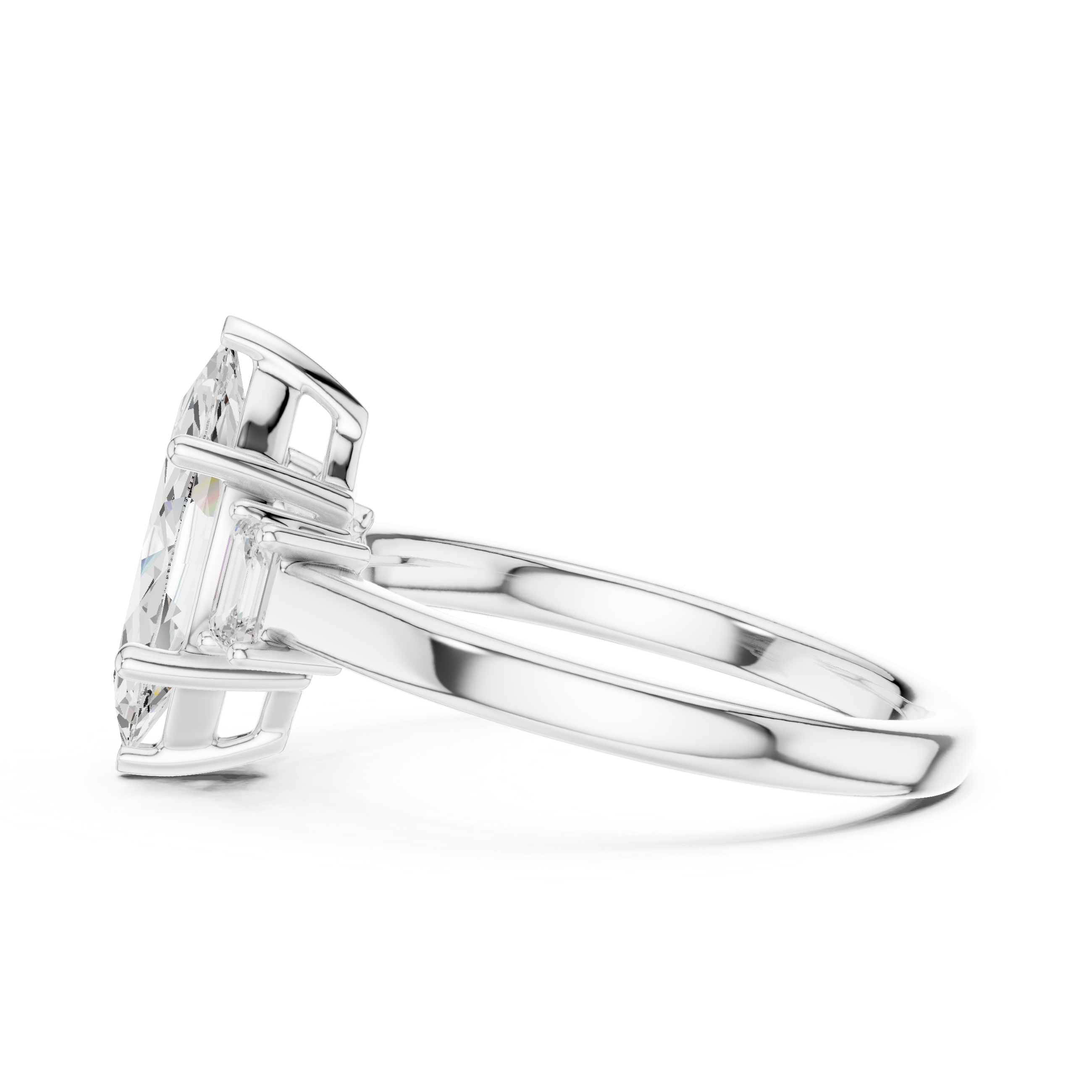 Three Stone Marquise Cut Lab Diamond Promise Ring