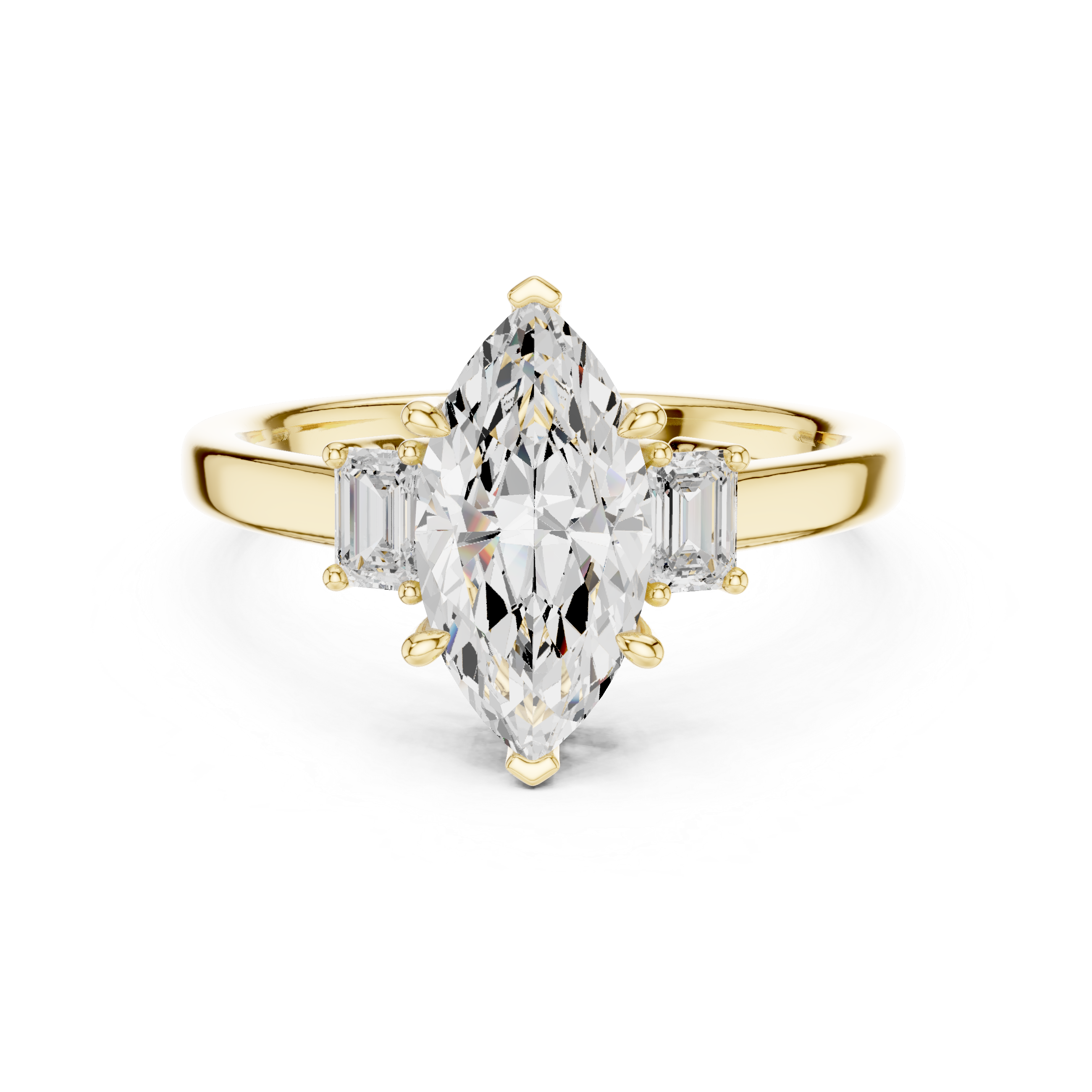 Three Stone Marquise Cut Lab Diamond Promise Ring