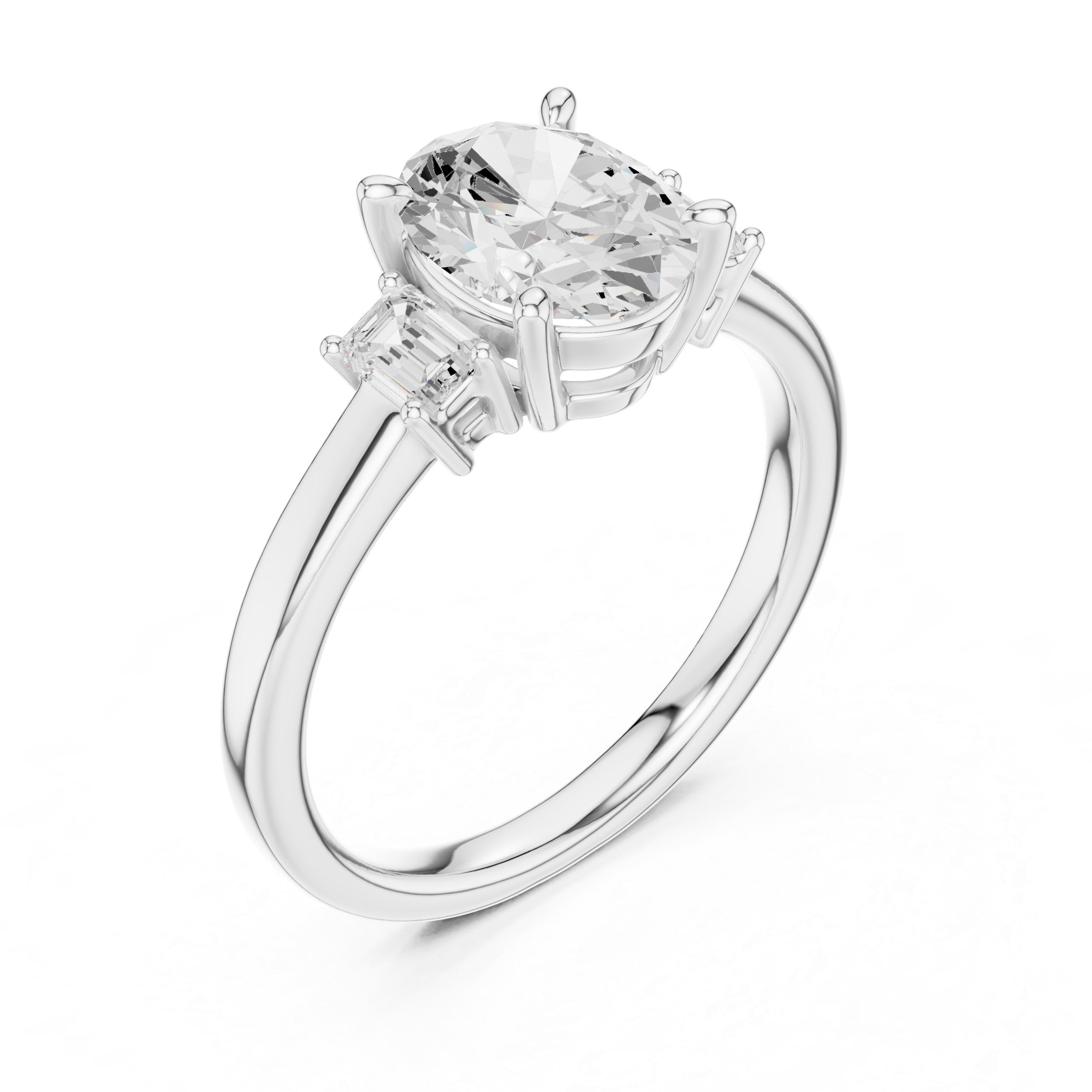 Three Stone Oval Cut Lab Diamond Promise Ring