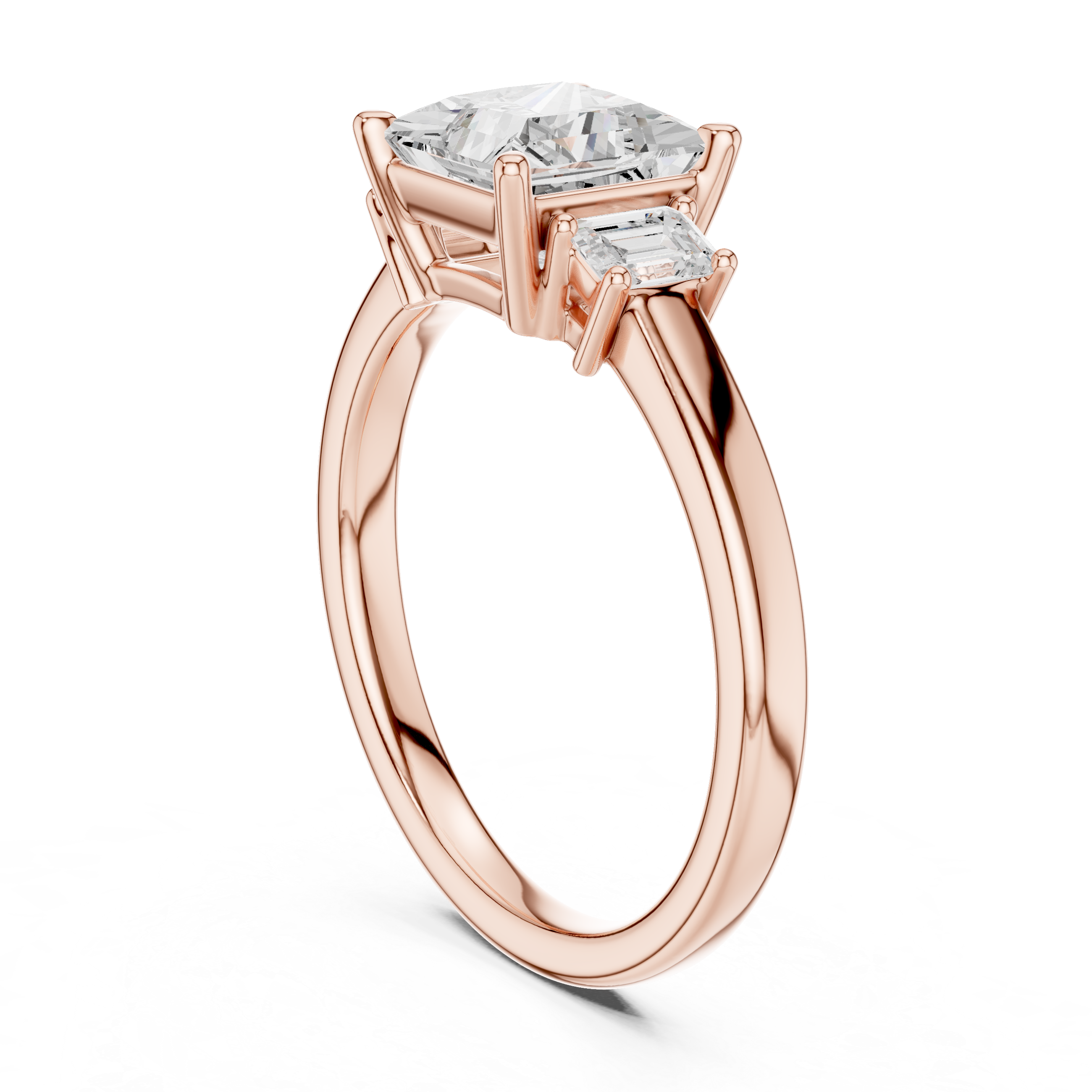 Three Stone Princess Cut Lab Diamond Promise Ring