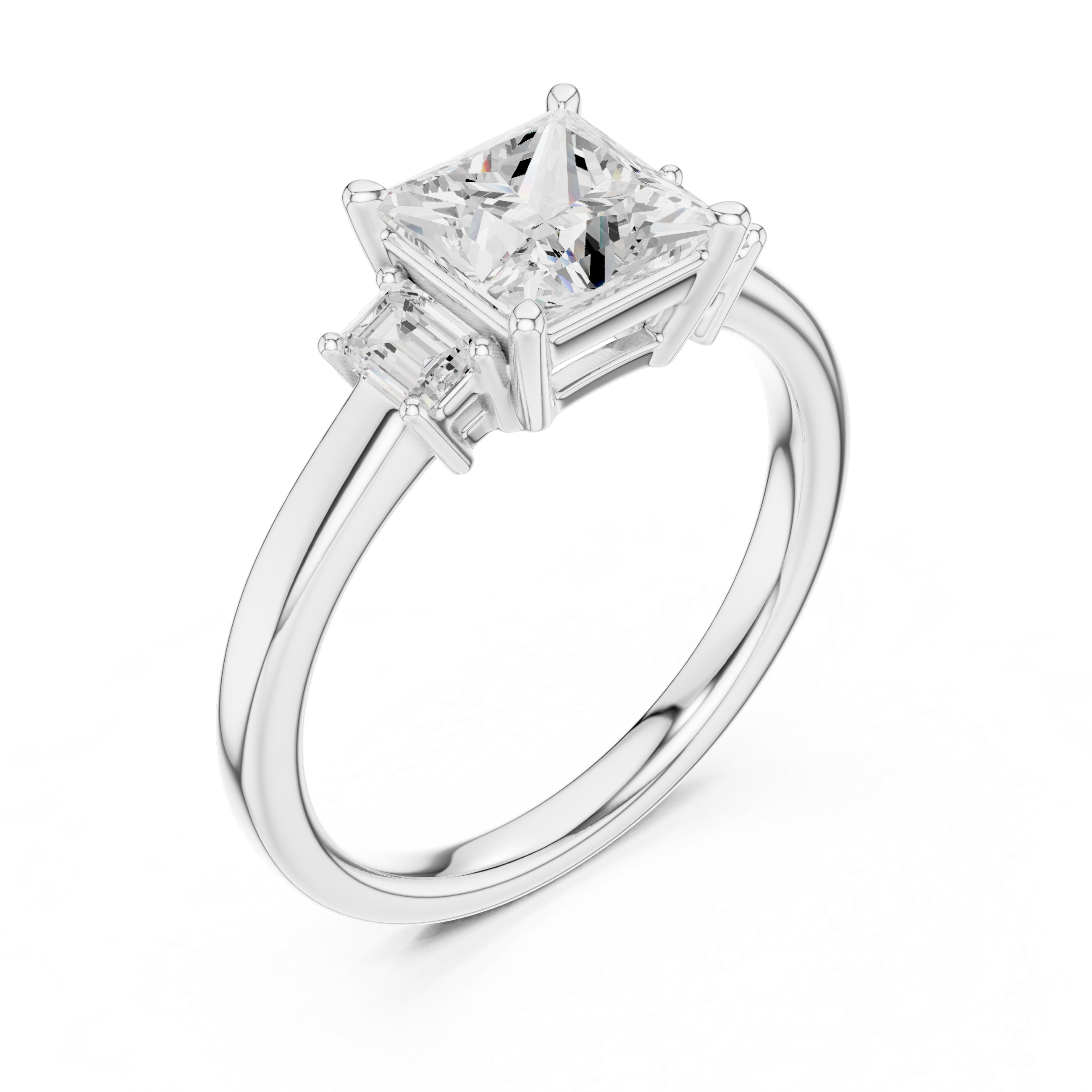 Three Stone Princess Cut Lab Diamond Promise Ring