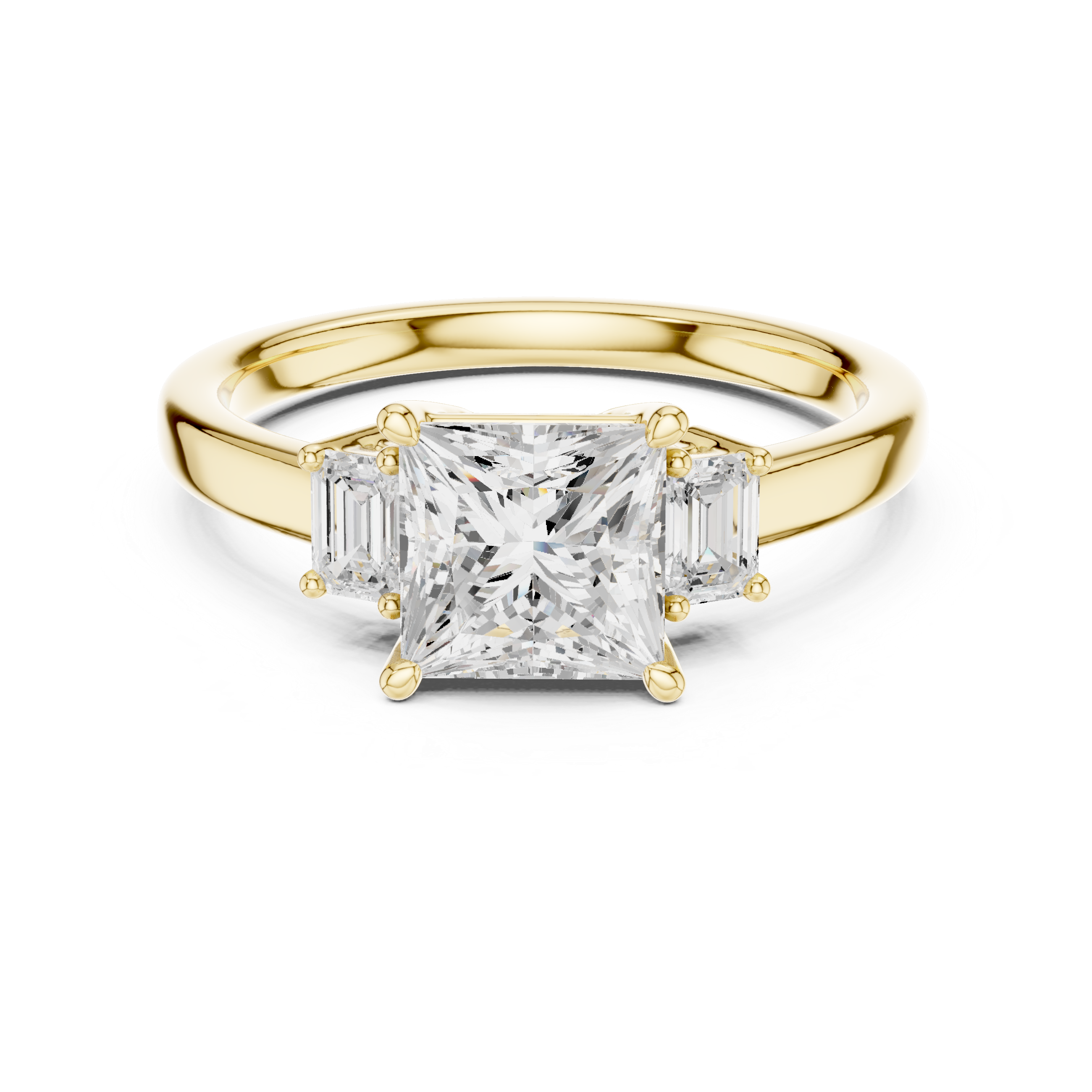 Three Stone Princess Cut Lab Diamond Promise Ring