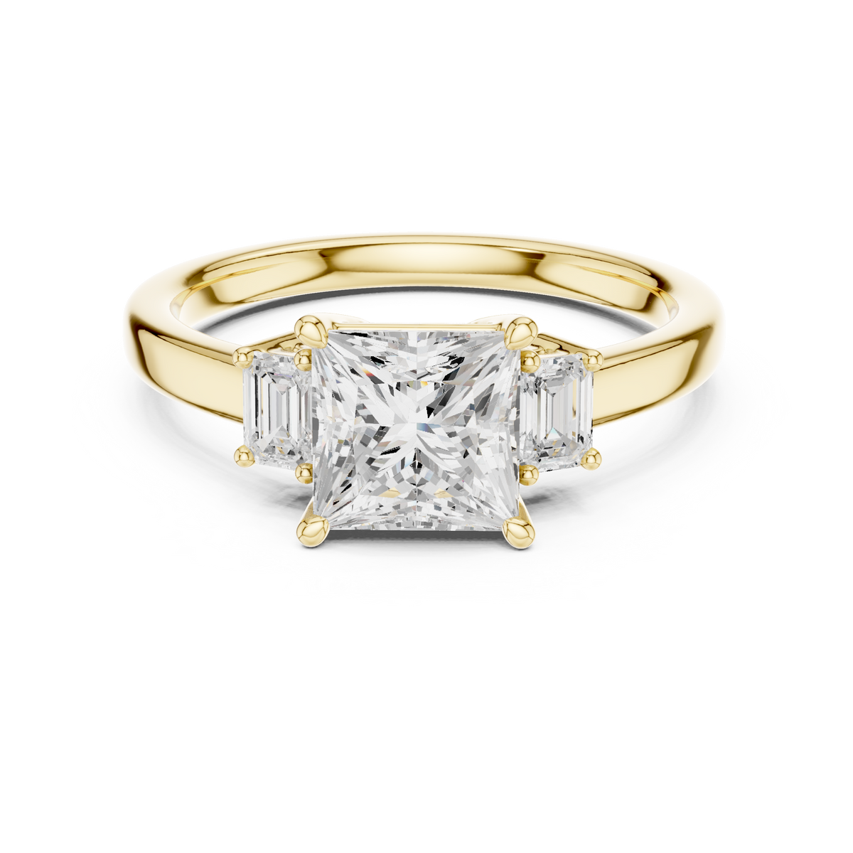 Three Stone Princess Cut Lab Diamond Promise Ring