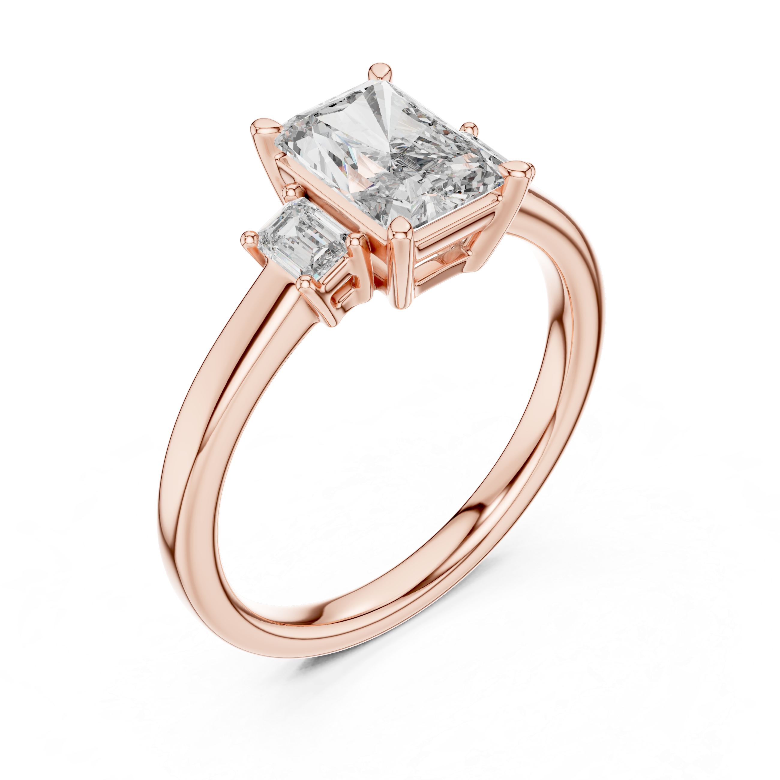 Three Stone Radiant Cut Lab Diamond Promise Ring