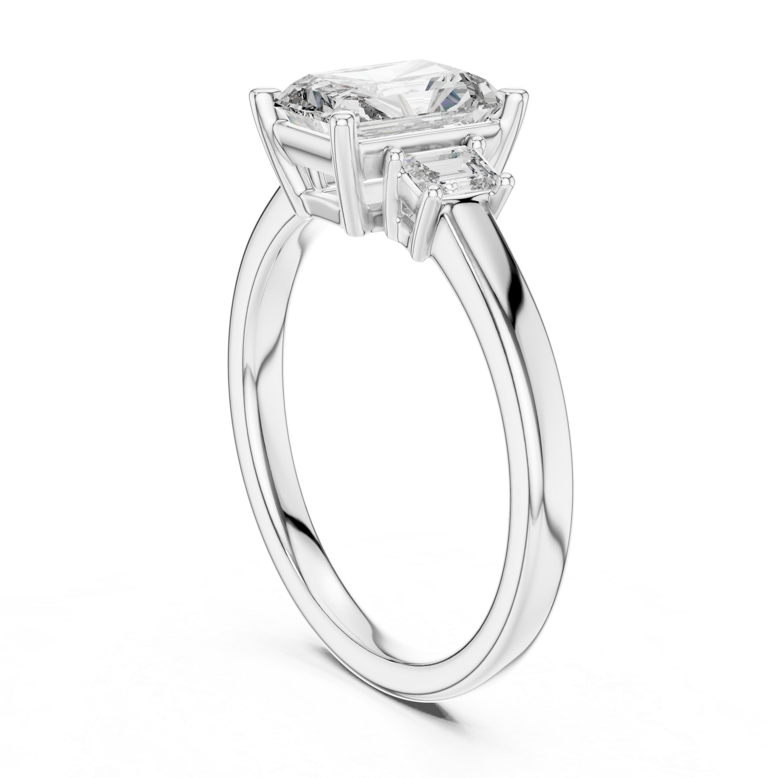 Three Stone Radiant Cut Lab Diamond Promise Ring