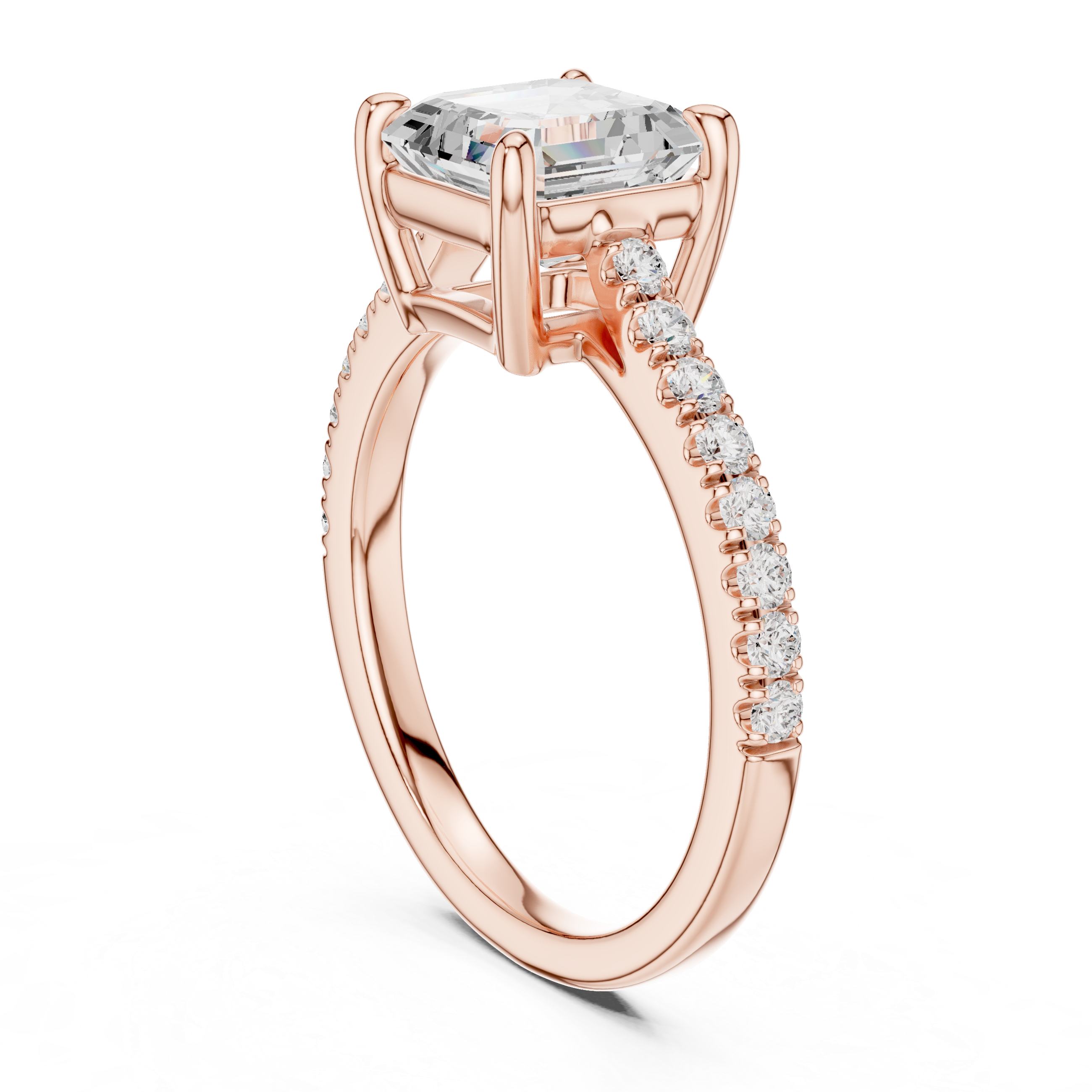 Asscher Cut Lab Grown Diamond Engagement Ring