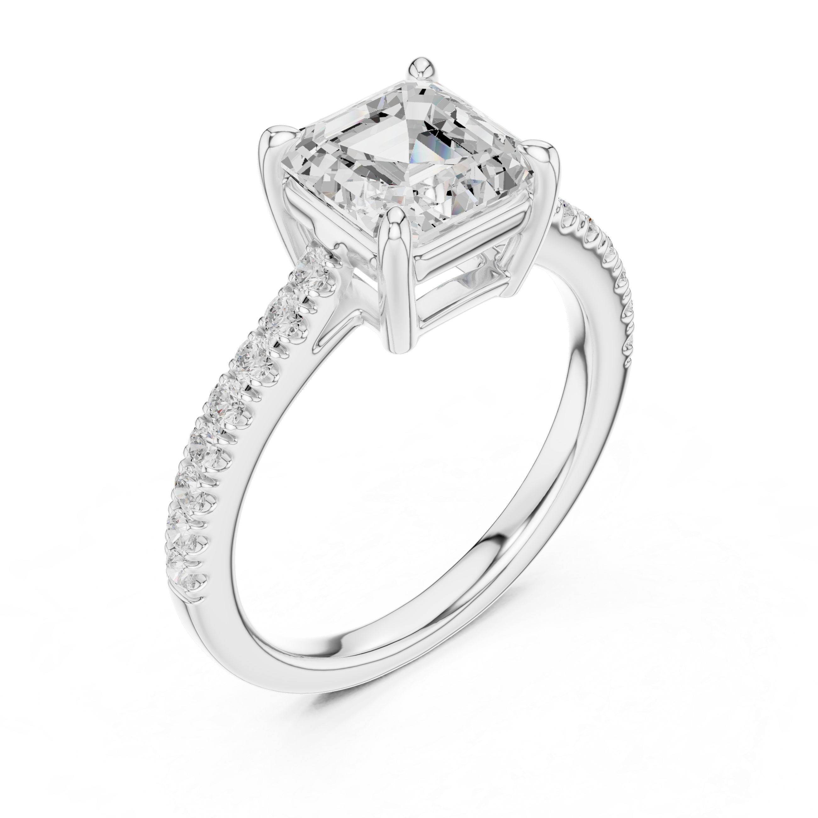 Asscher Cut Lab Grown Diamond Engagement Ring