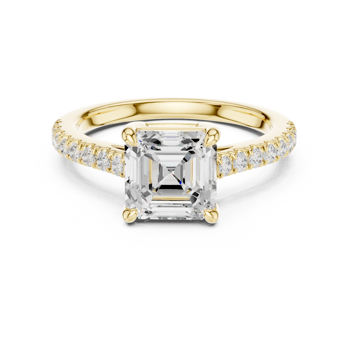 Asscher Cut Lab Grown Diamond Engagement Ring