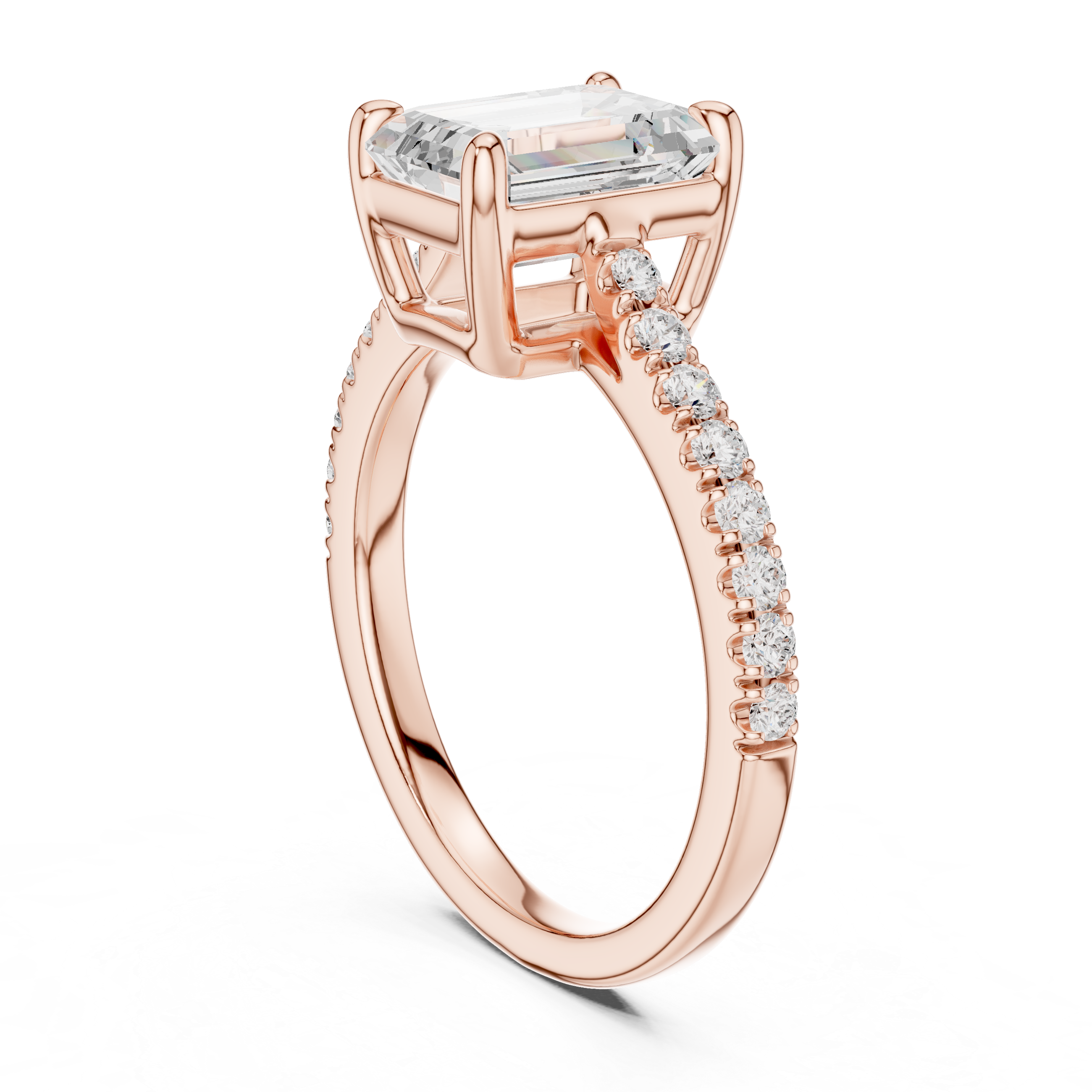 Emerald Cut Lab Grown Diamond Engagement Ring