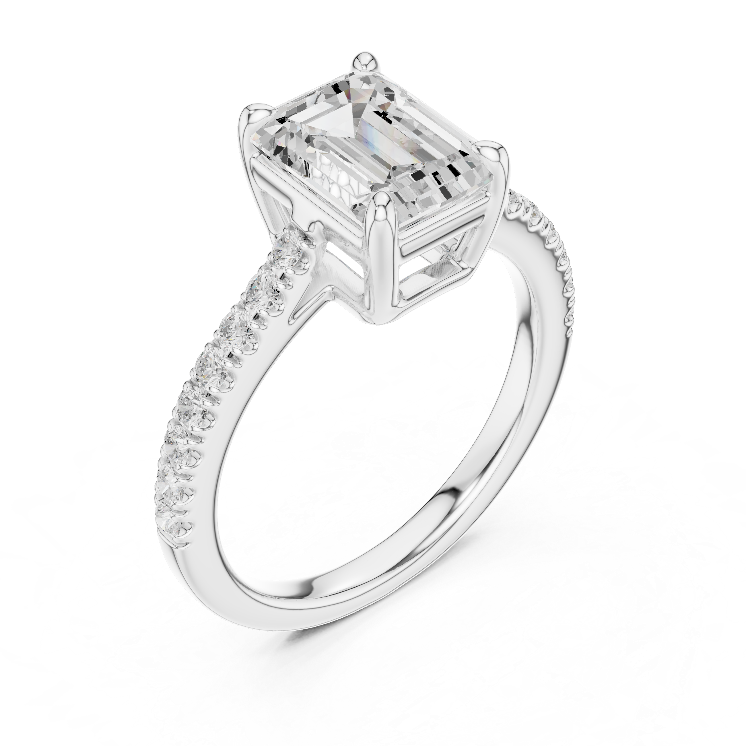 Emerald Cut Lab Grown Diamond Engagement Ring