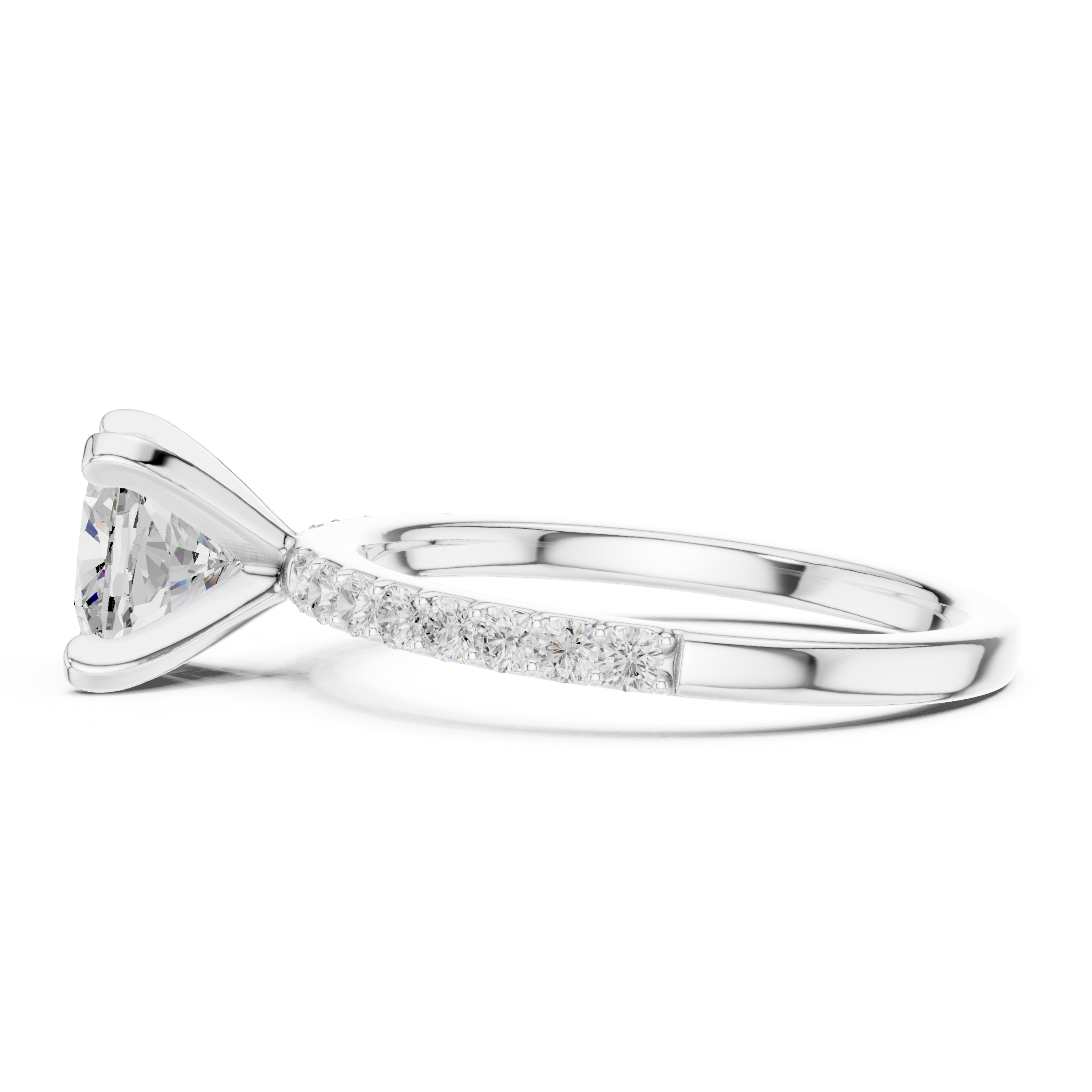 Cushion Cut Diamond Engagement Ring With Diamond Band