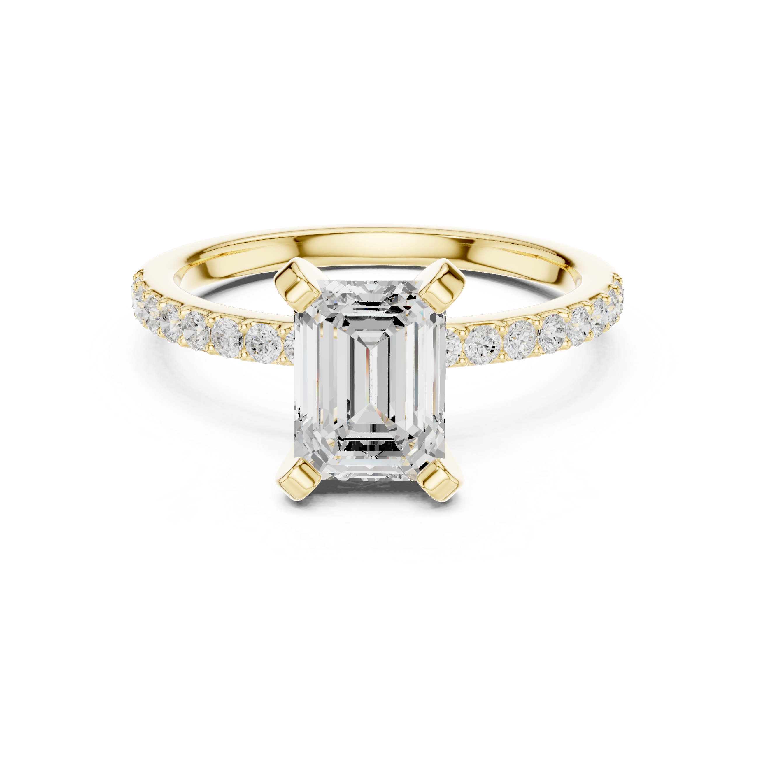 Emerald Cut Diamond Engagement Ring With Diamond Band