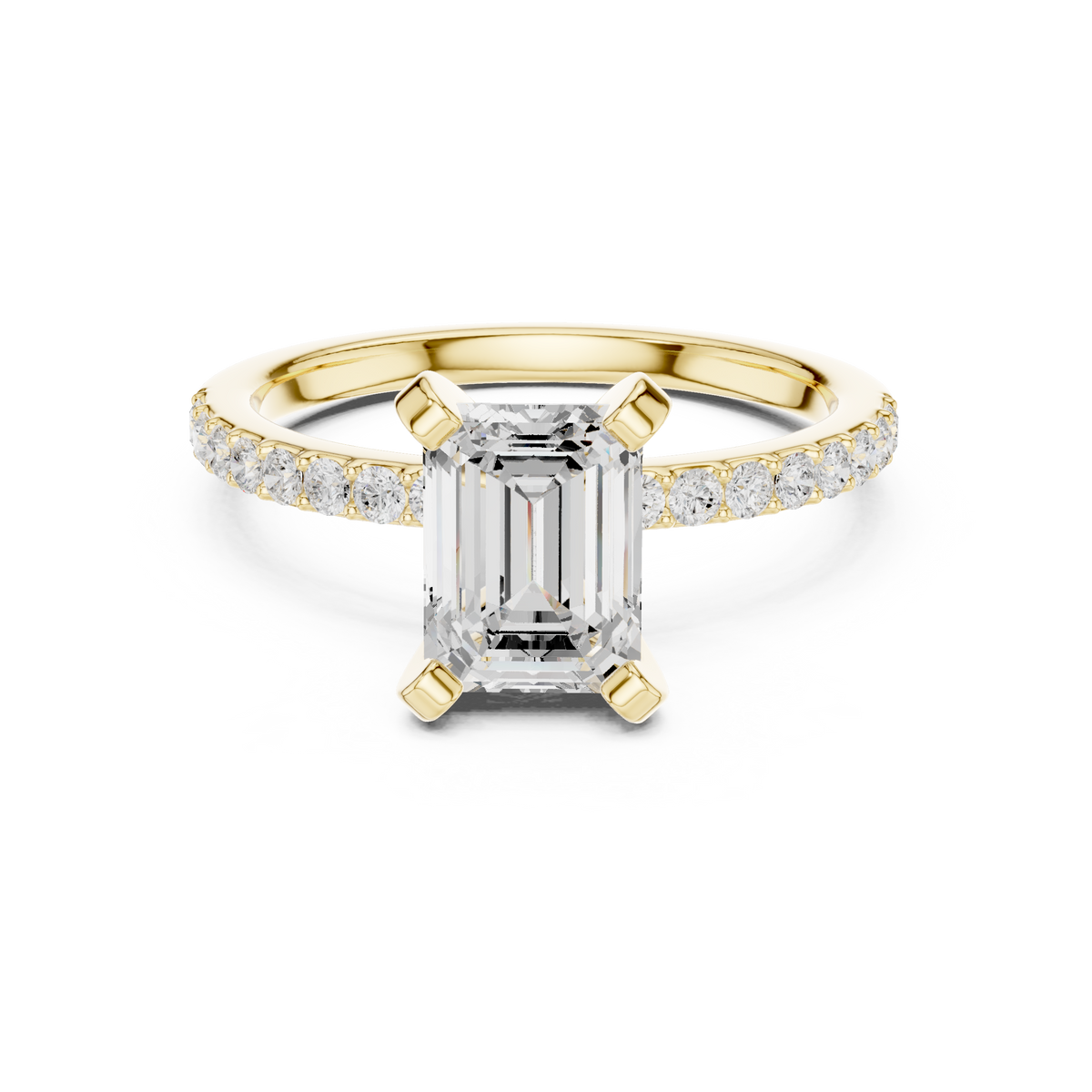 Emerald Cut Diamond Engagement Ring With Diamond Band