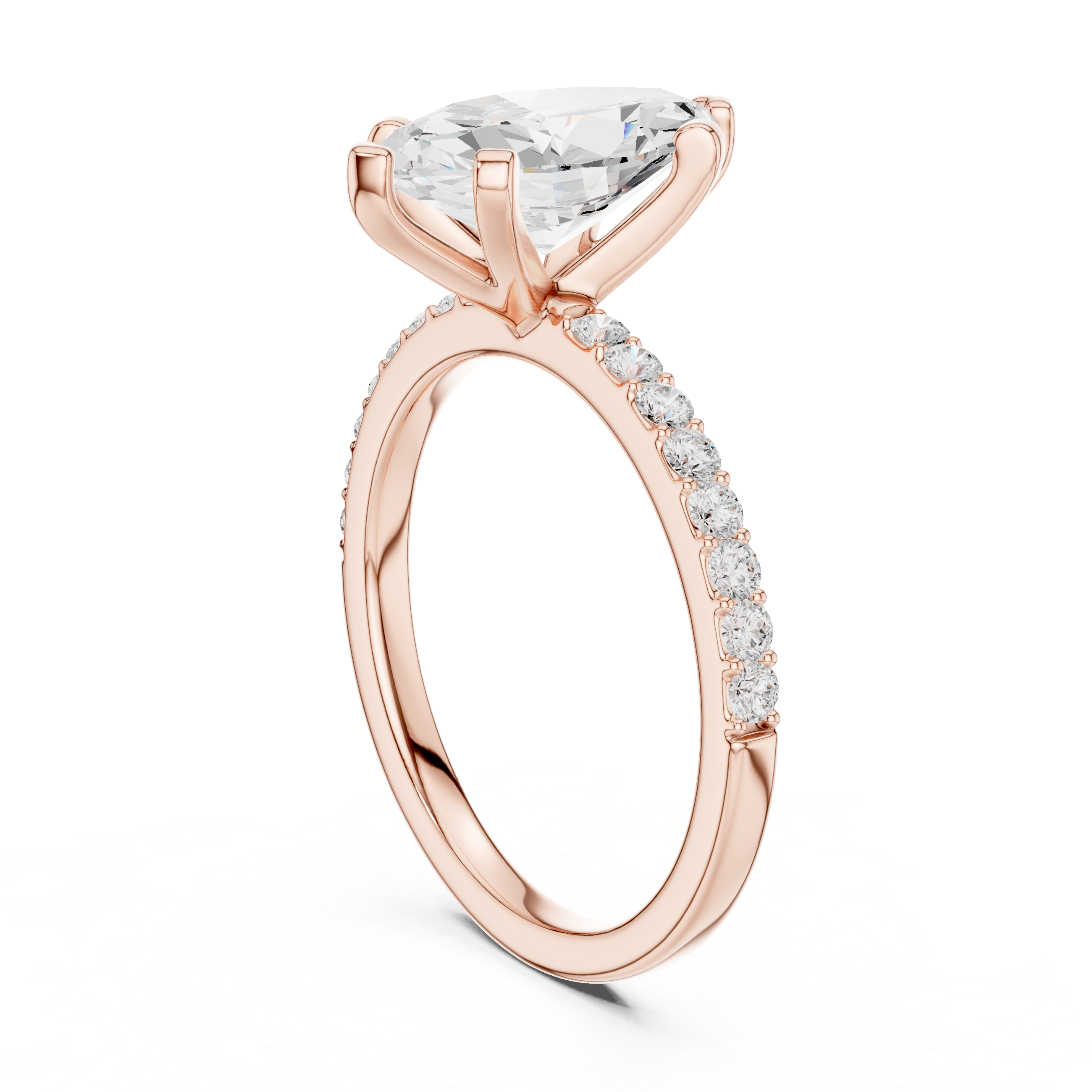 Marquise Cut Diamond Engagement Ring With Diamond Band