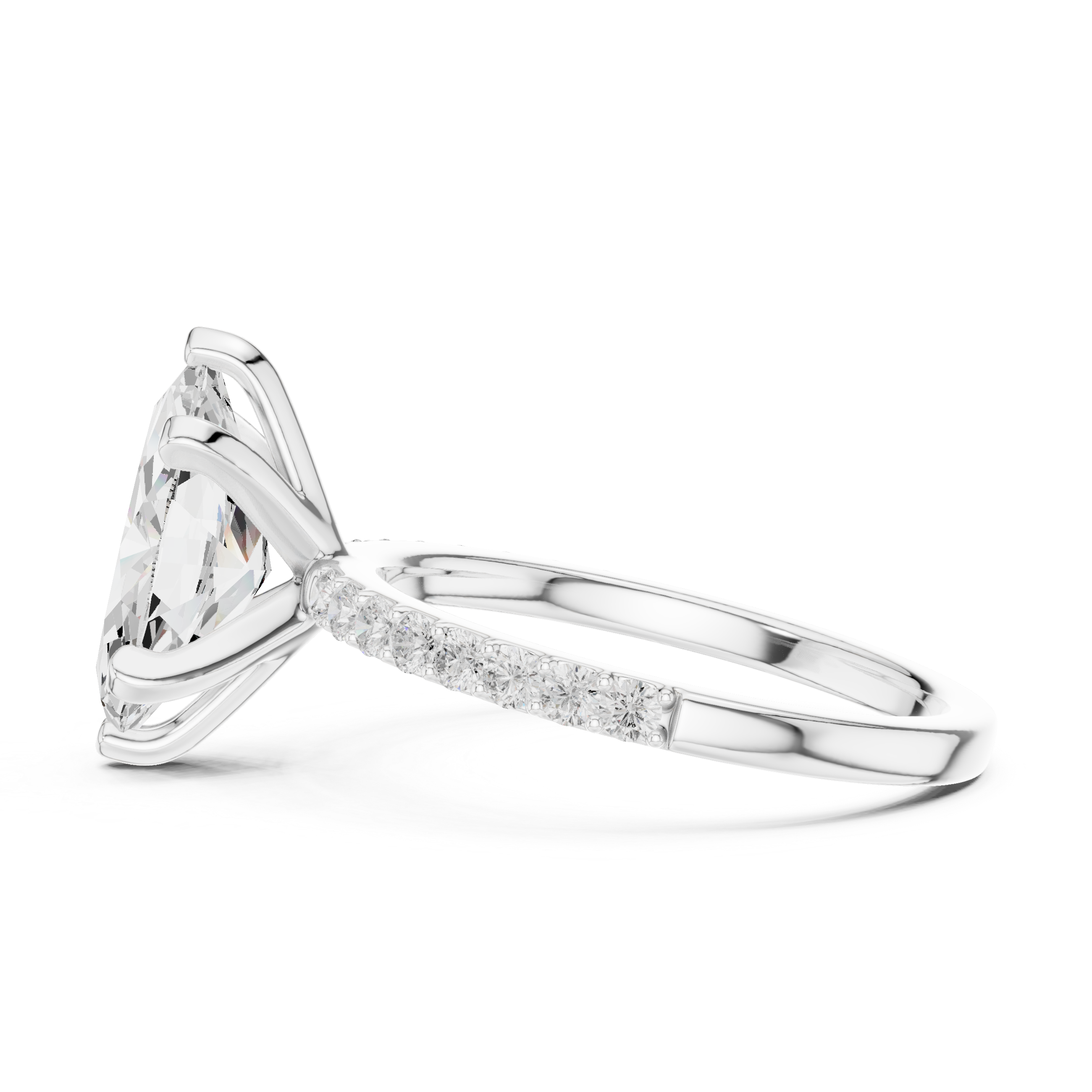 Marquise Cut Diamond Engagement Ring With Diamond Band