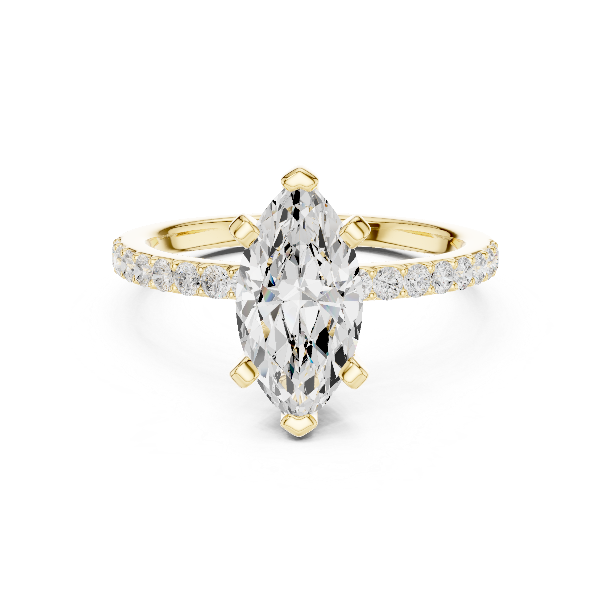 Marquise Cut Diamond Engagement Ring With Diamond Band