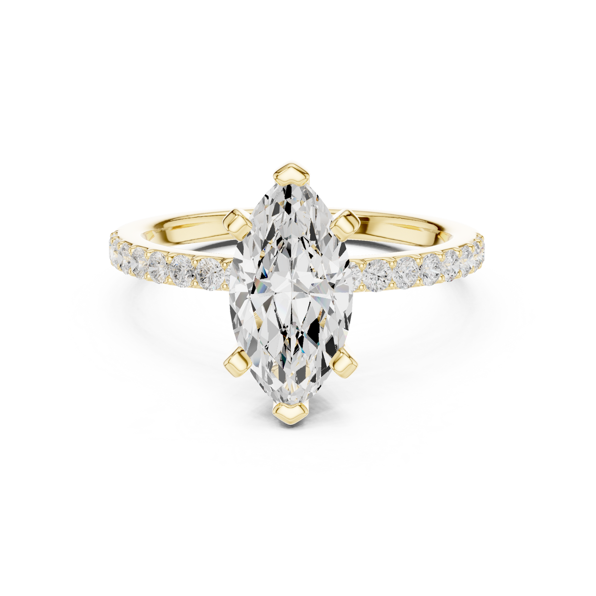 Marquise Cut Diamond Engagement Ring With Diamond Band