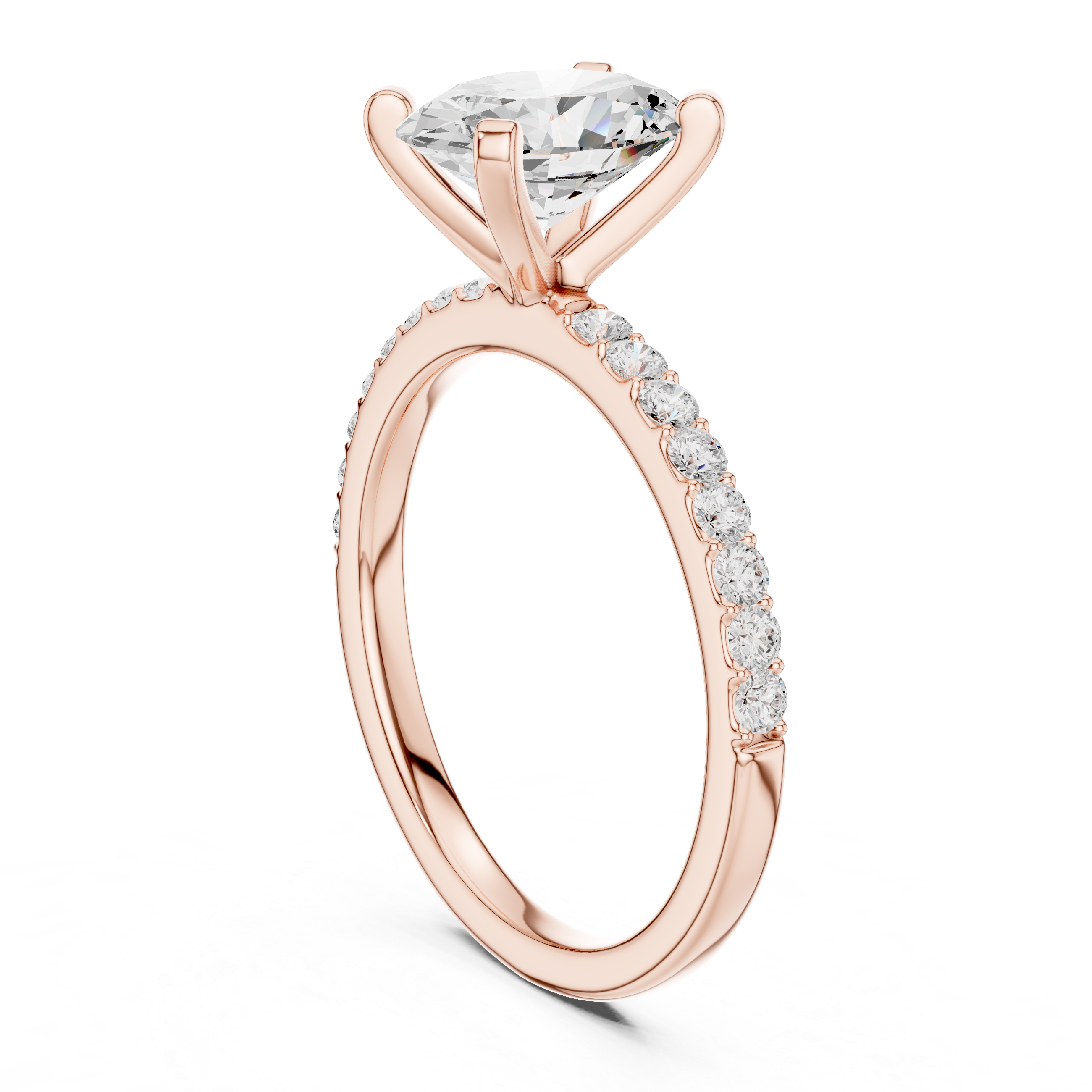 Oval Cut Diamond Engagement Ring With Diamond Band