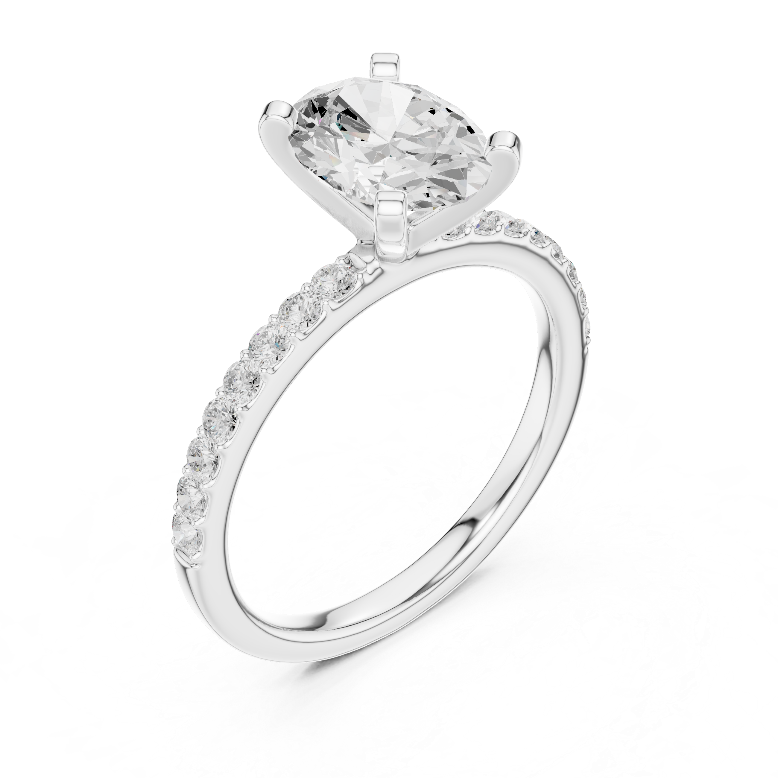 Oval Cut Diamond Engagement Ring With Diamond Band