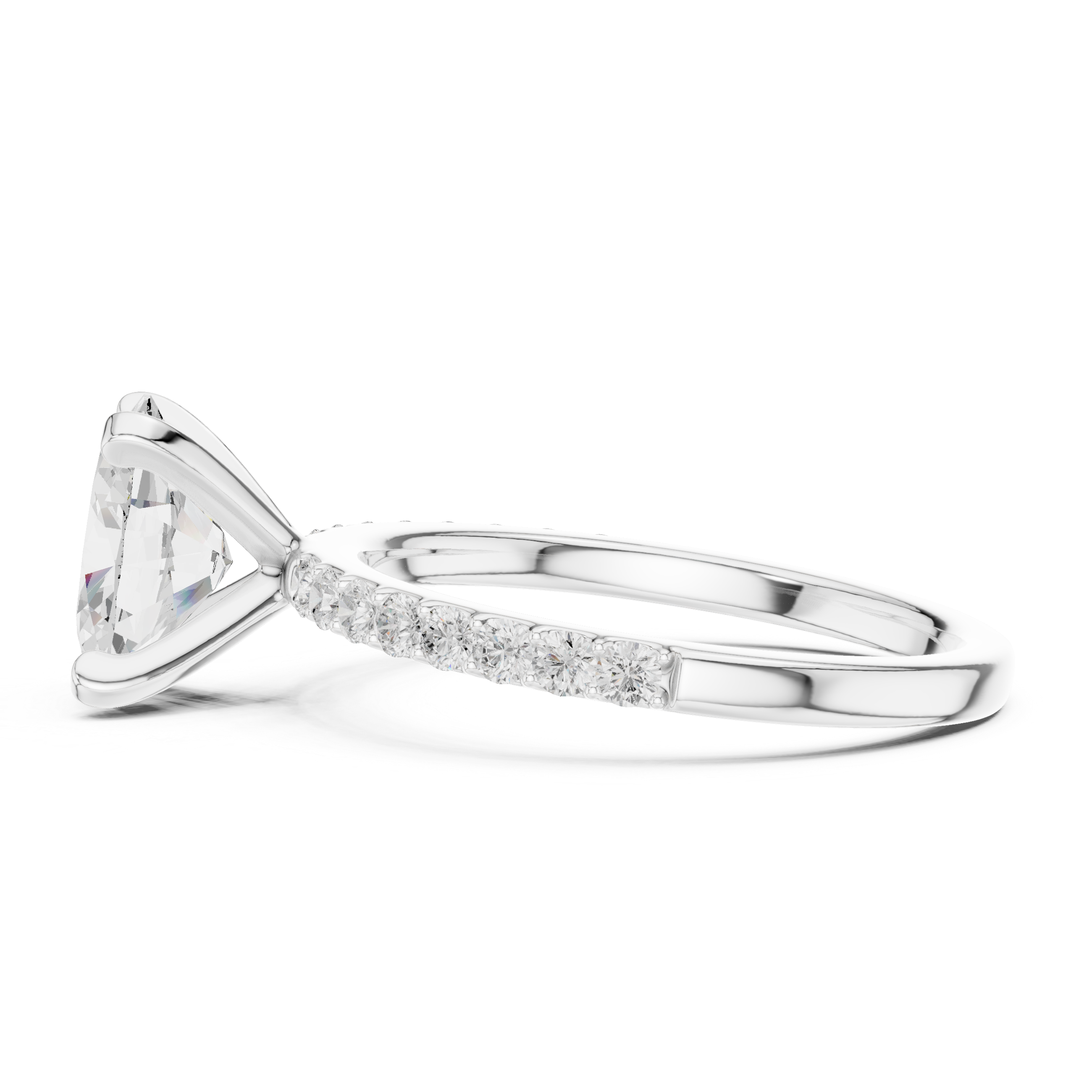 Oval Cut Diamond Engagement Ring With Diamond Band