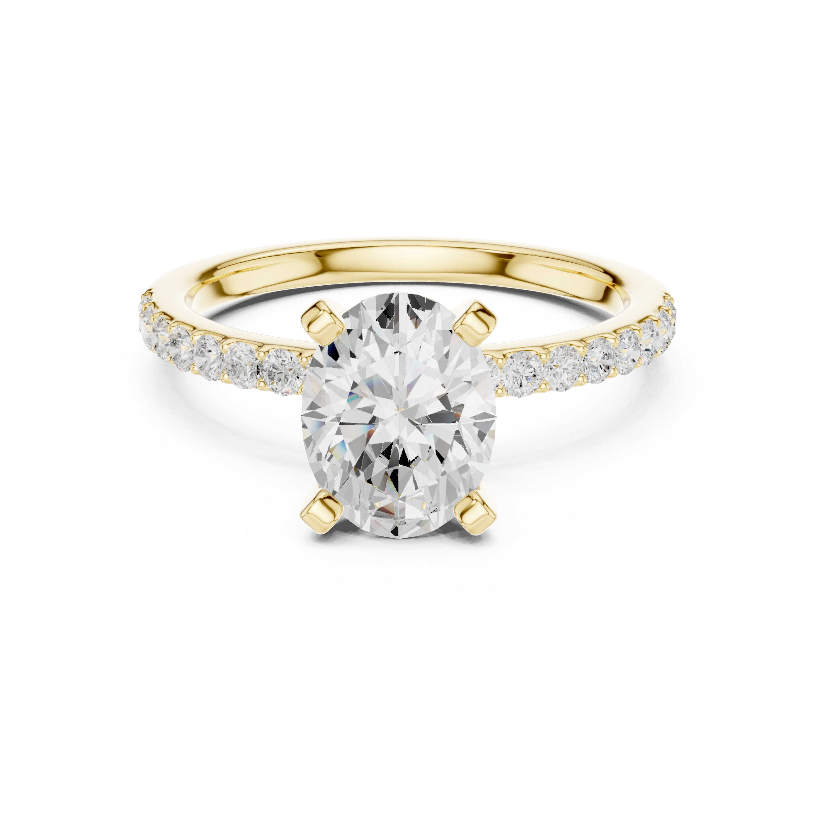 Oval Cut Diamond Engagement Ring With Diamond Band