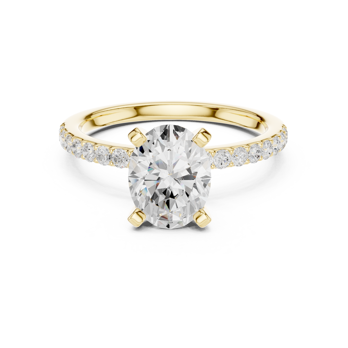 Oval Cut Diamond Engagement Ring With Diamond Band