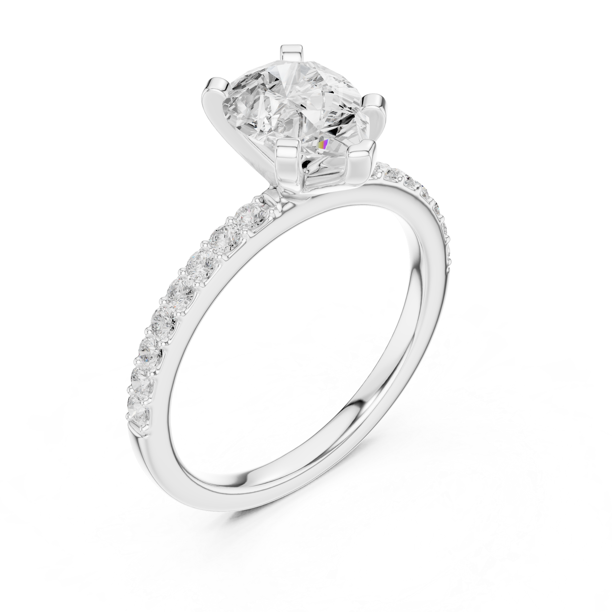 Pear Cut Diamond Engagement Ring With Diamond Band