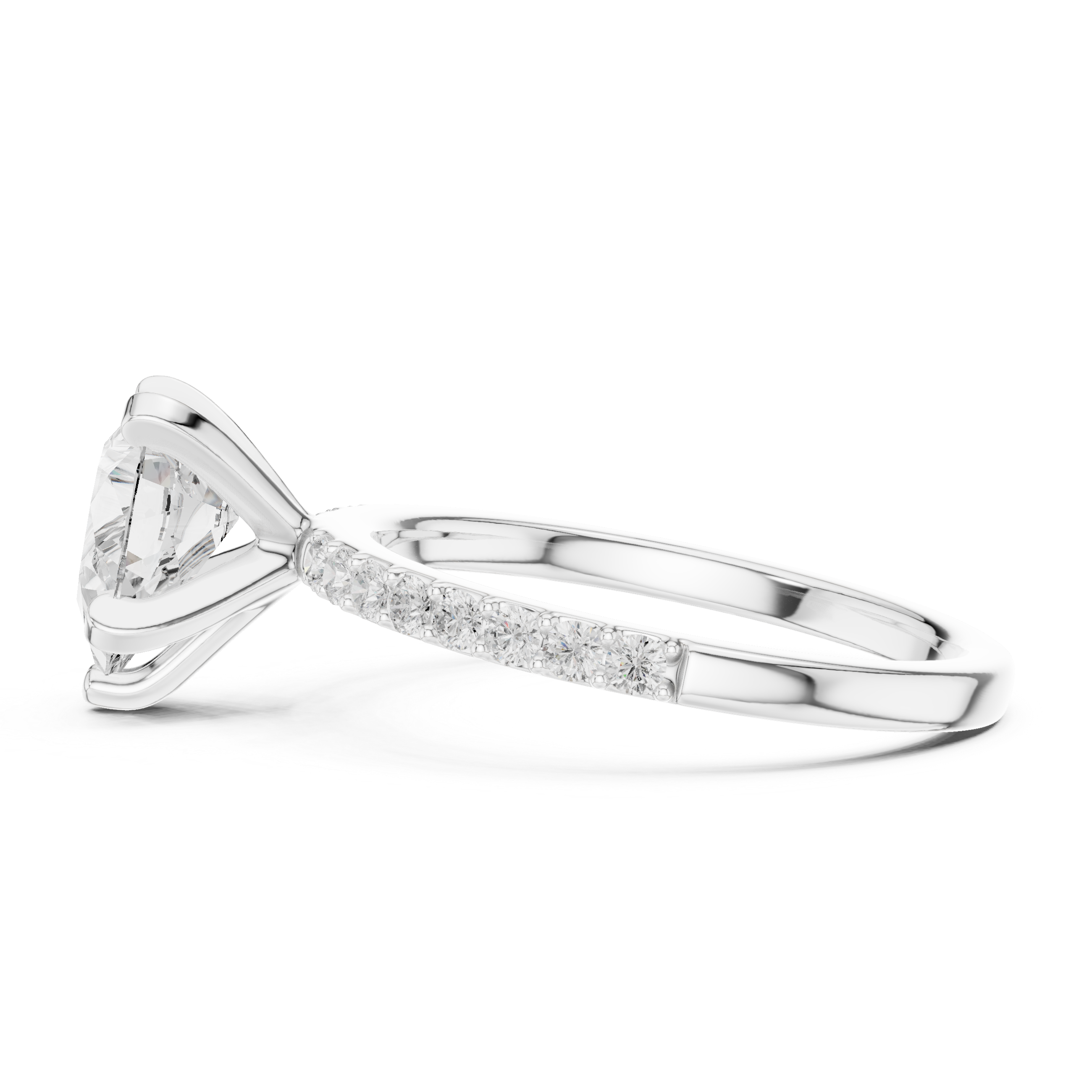 Pear Cut Diamond Engagement Ring With Diamond Band