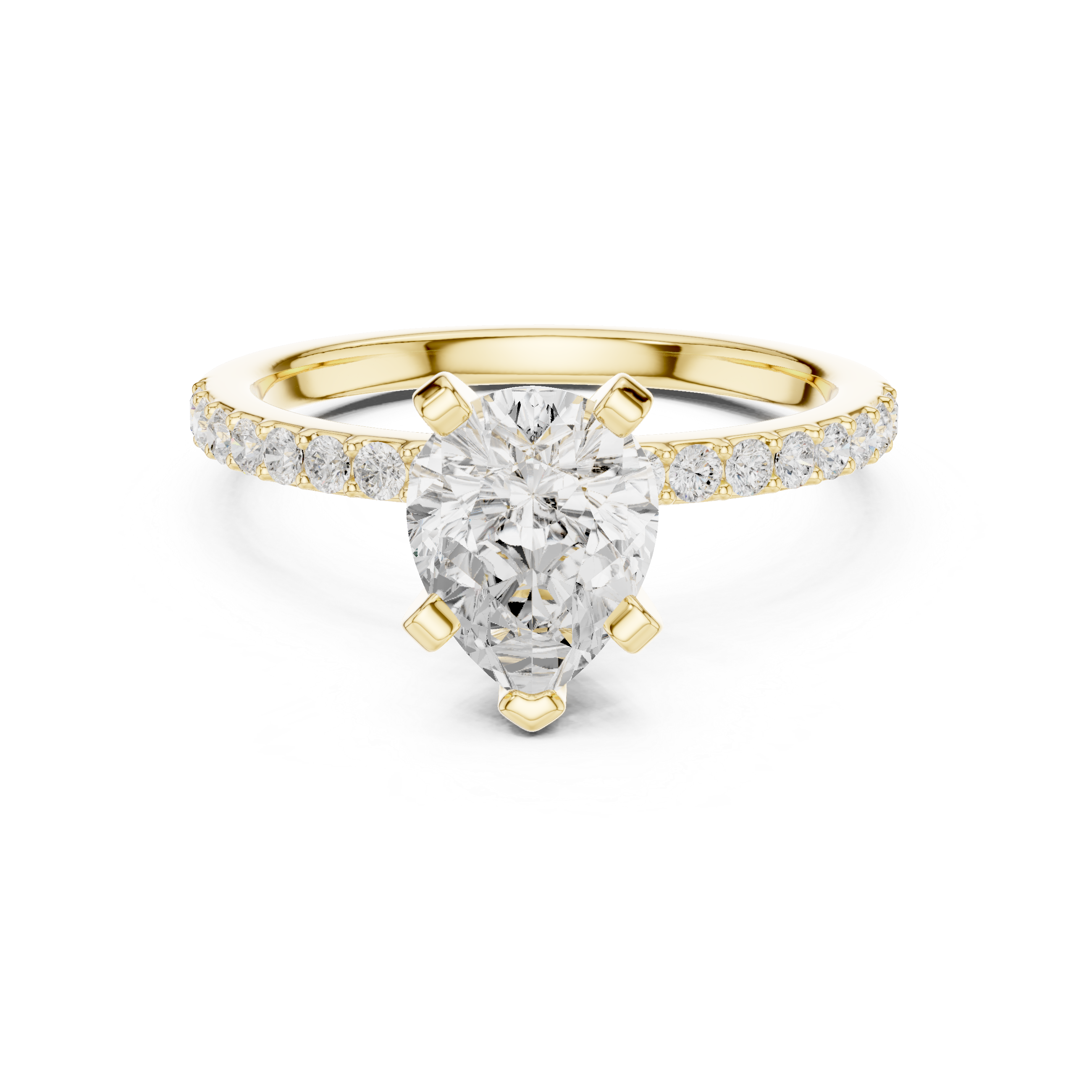Pear Cut Diamond Engagement Ring With Diamond Band