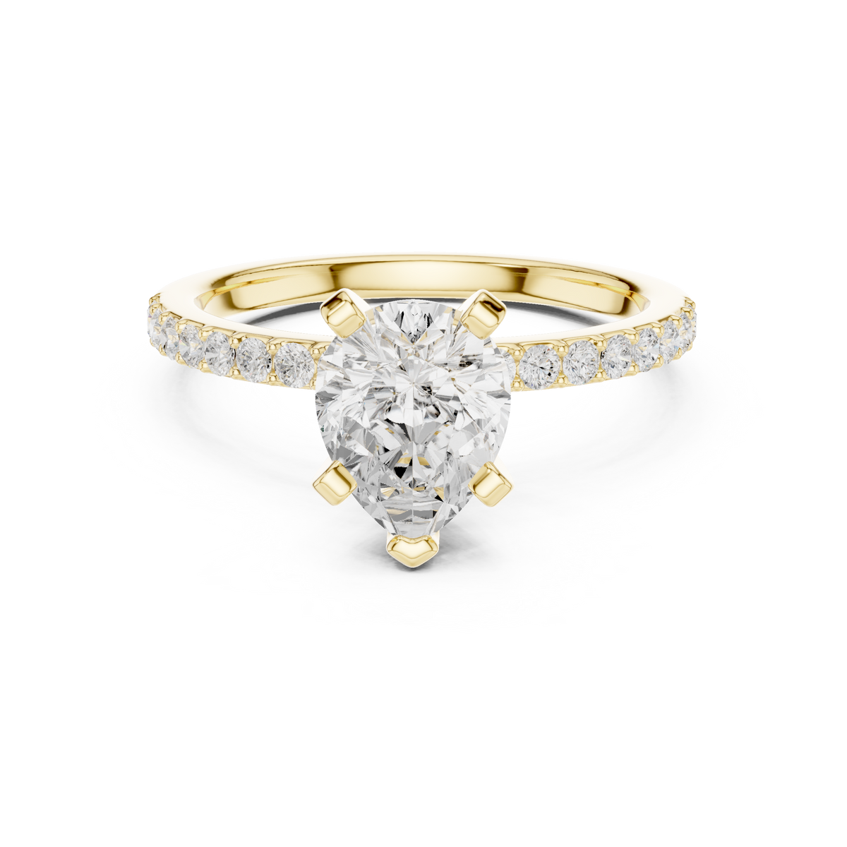 Pear Cut Diamond Engagement Ring With Diamond Band