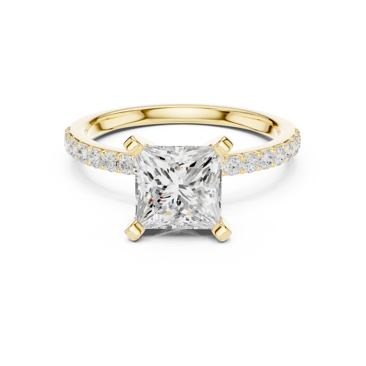 Princess Cut Diamond Engagement Ring With Diamond Band