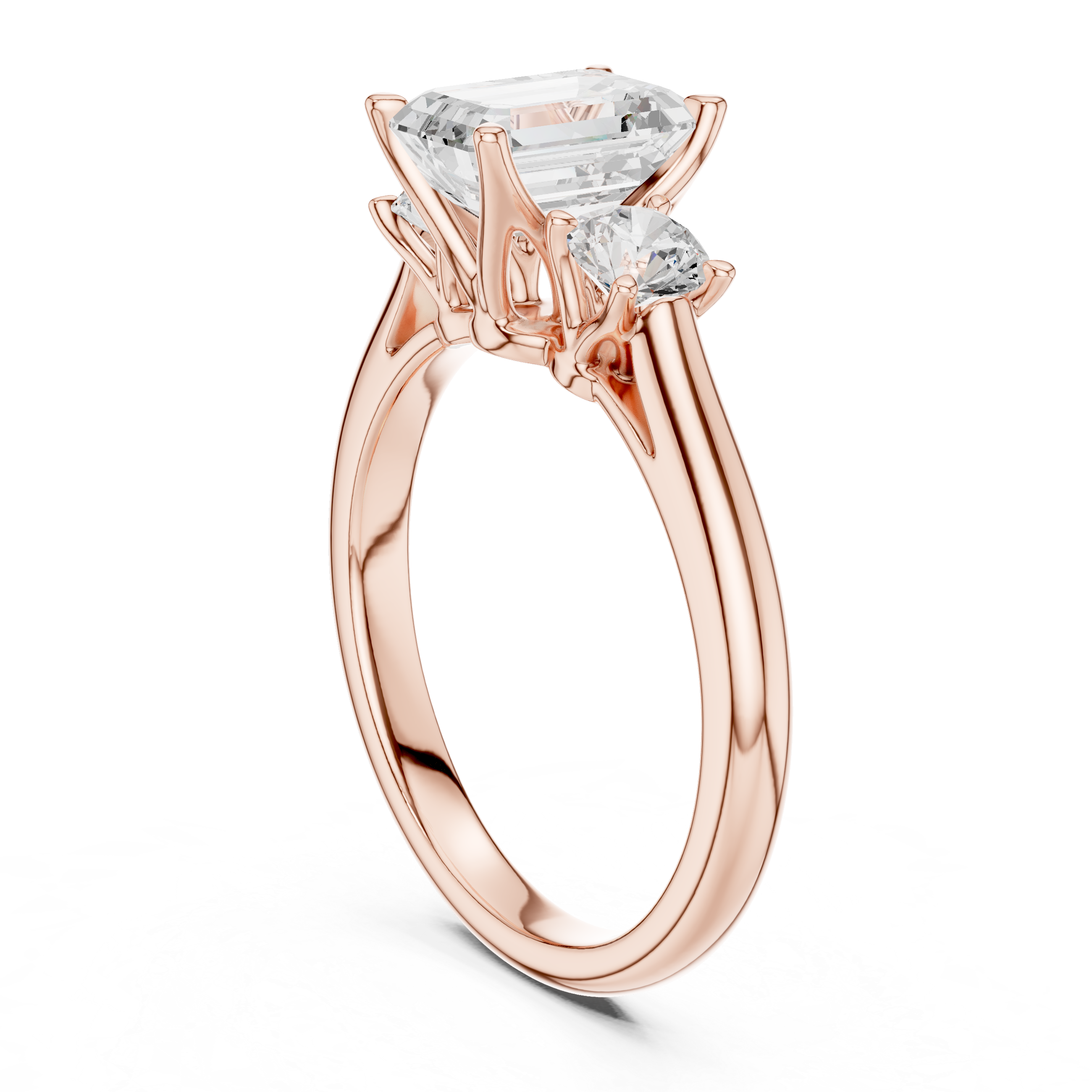 Emerald Cut Lab Diamond Trilogy Ring
