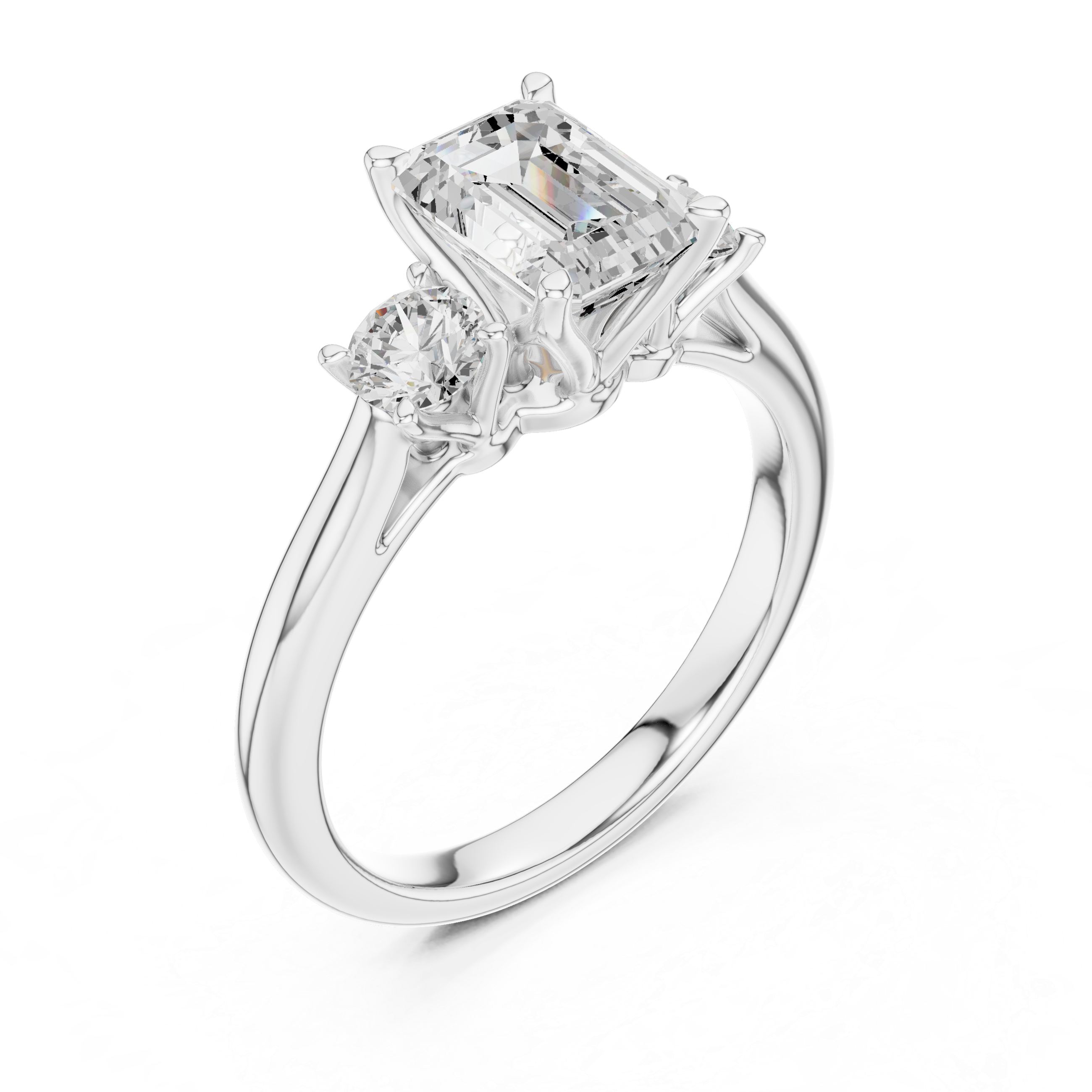 Emerald Cut Lab Diamond Trilogy Ring