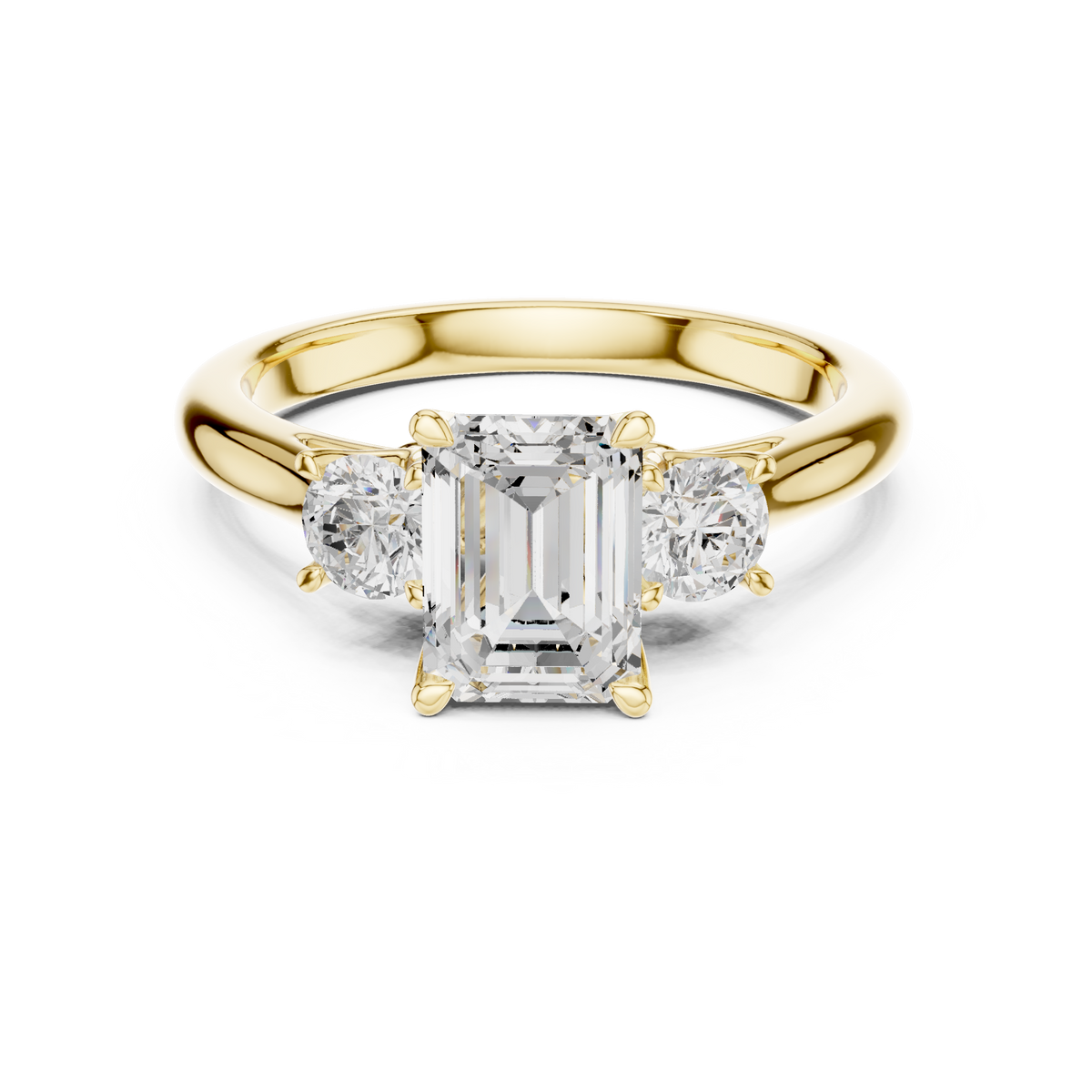 Emerald Cut Lab Diamond Trilogy Ring