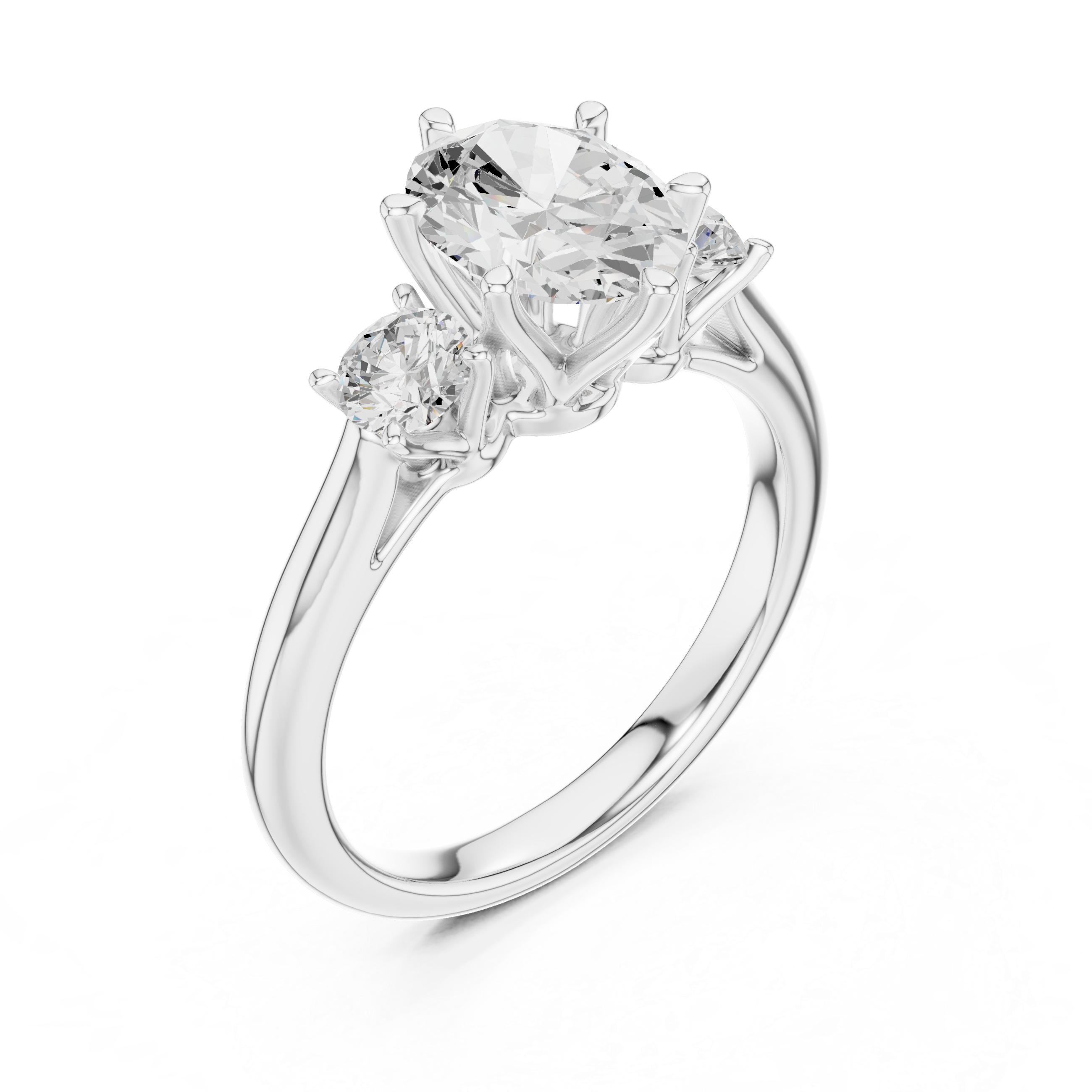 Oval Cut Lab Diamond Trilogy Ring