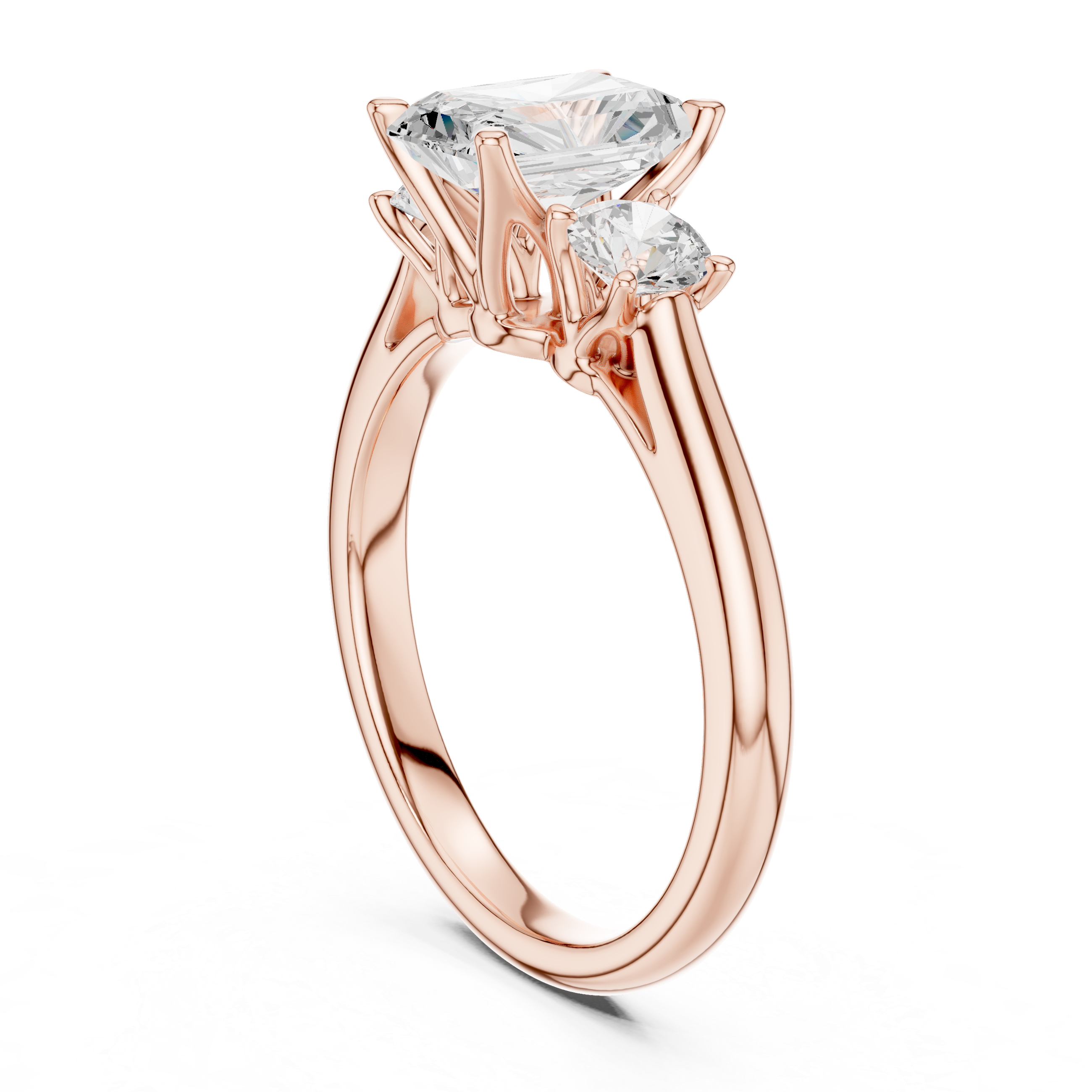Radiant Cut Lab Diamond Trilogy Ring