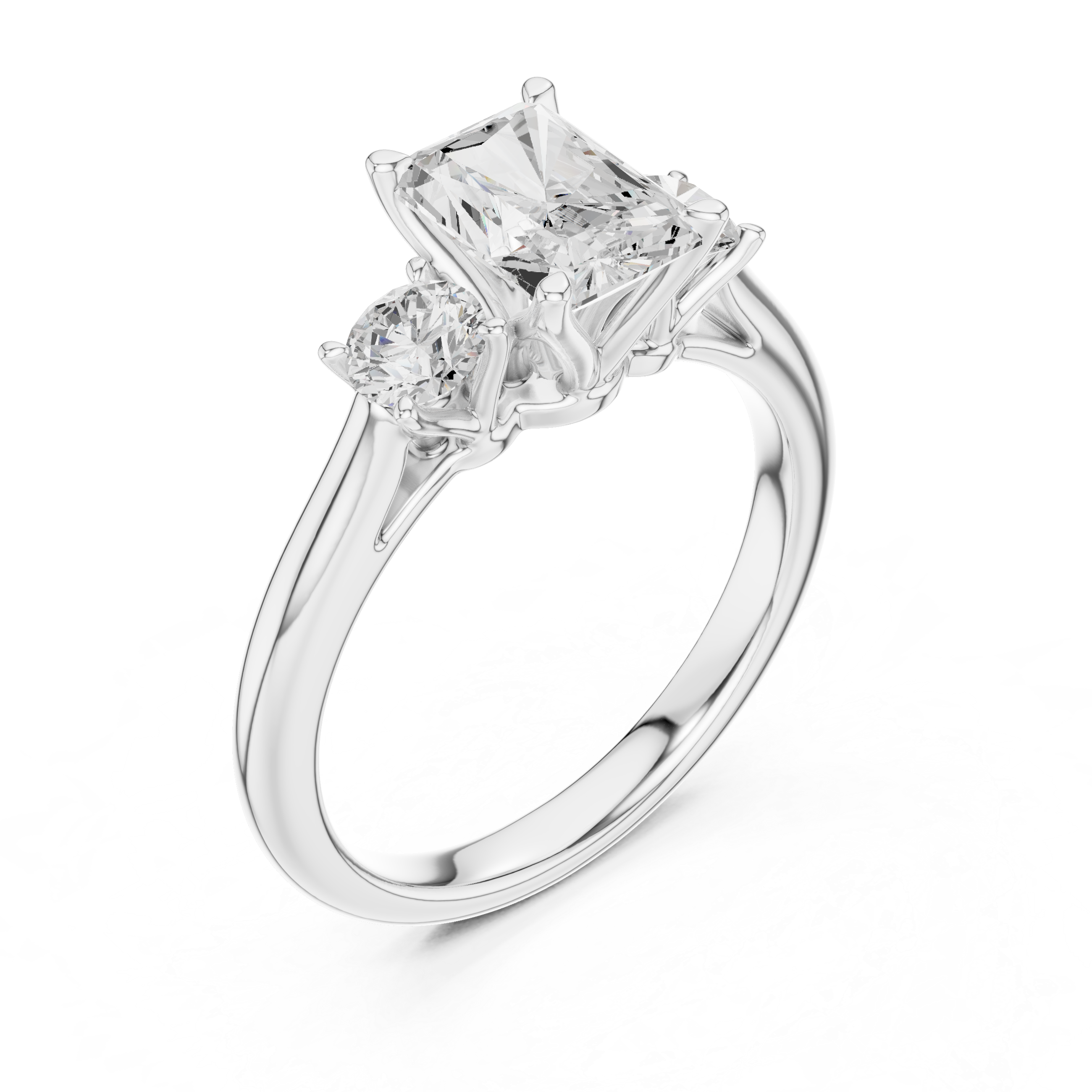 Radiant Cut Lab Diamond Trilogy Ring