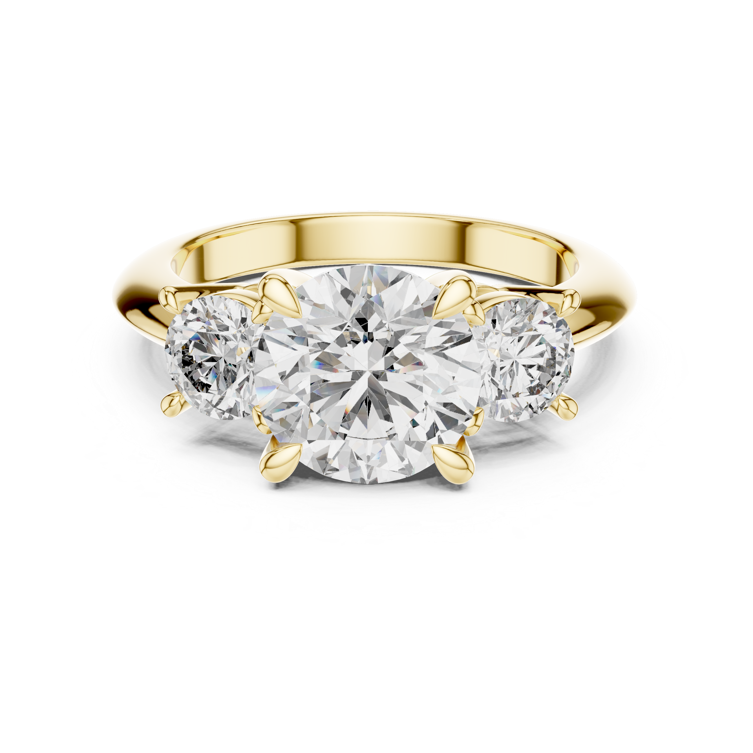 Round Cut Triple Stone Ring