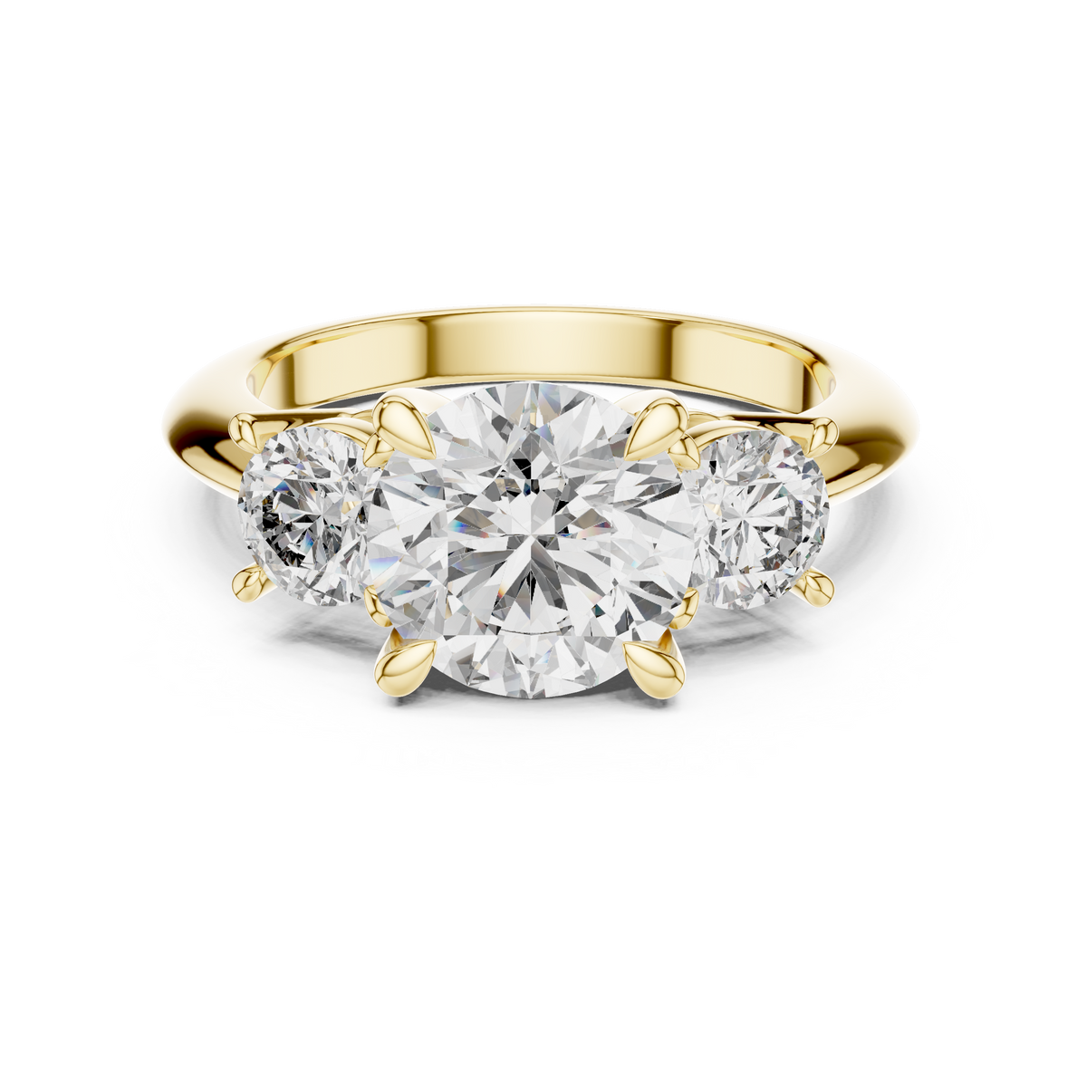 Round Cut Triple Stone Ring