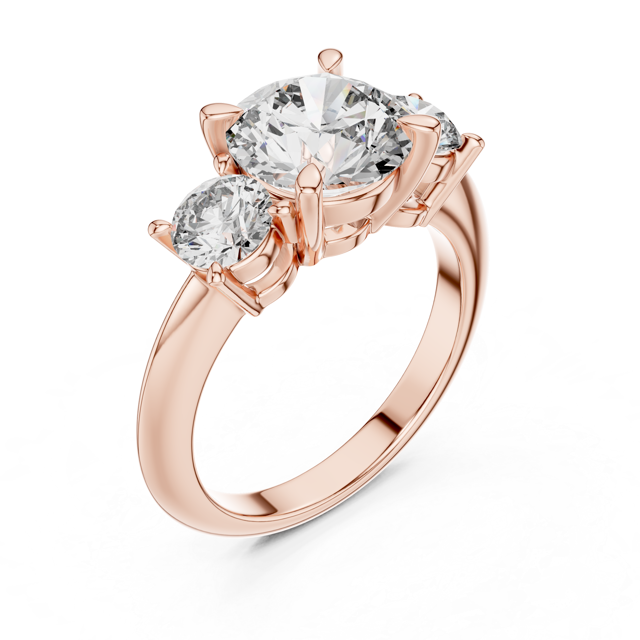 Round Cut Triple Stone Ring