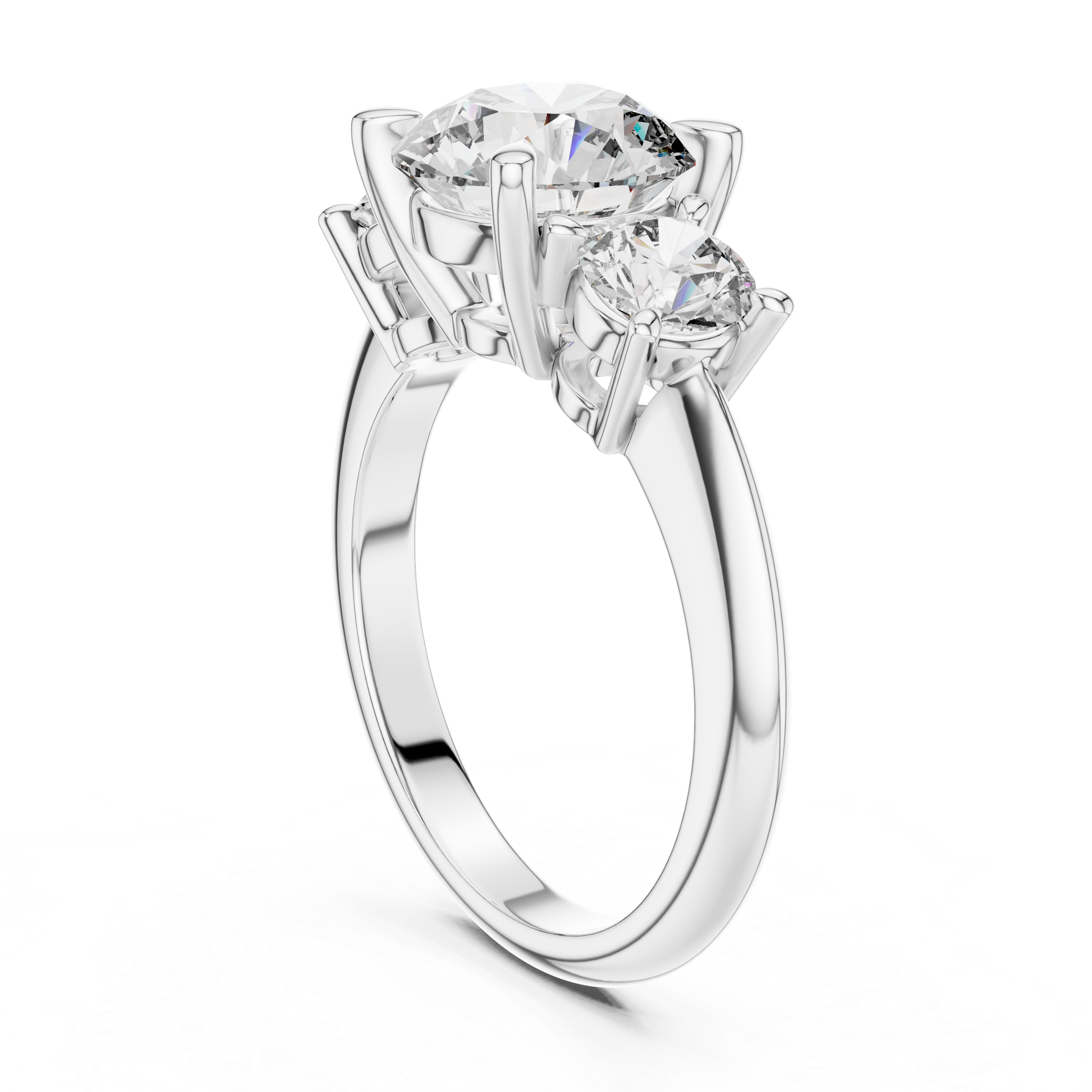 Round Cut Triple Stone Ring
