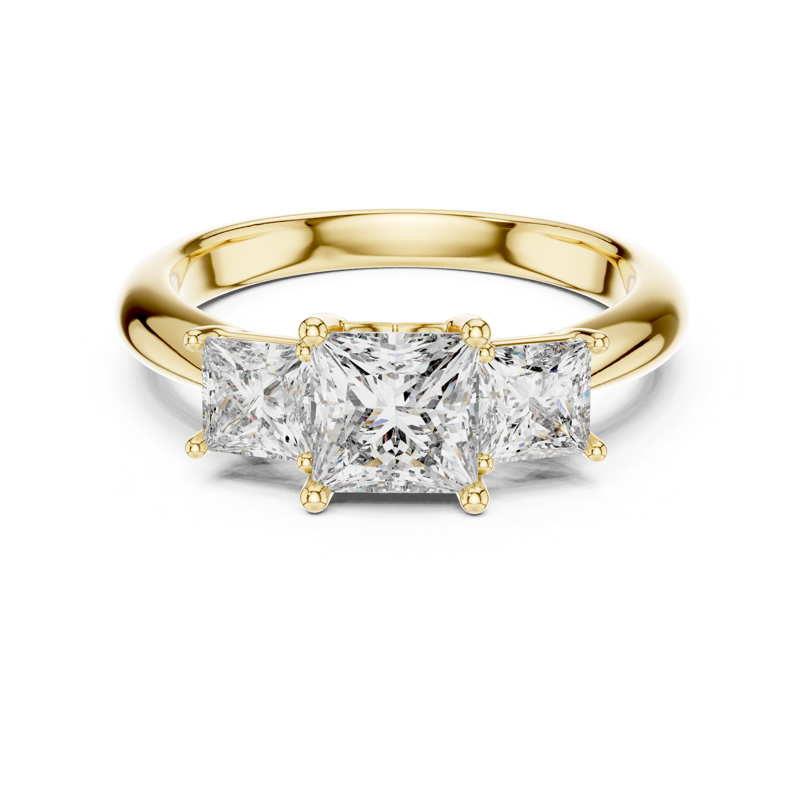 Princess Cut Three-Stone Diamond Ring