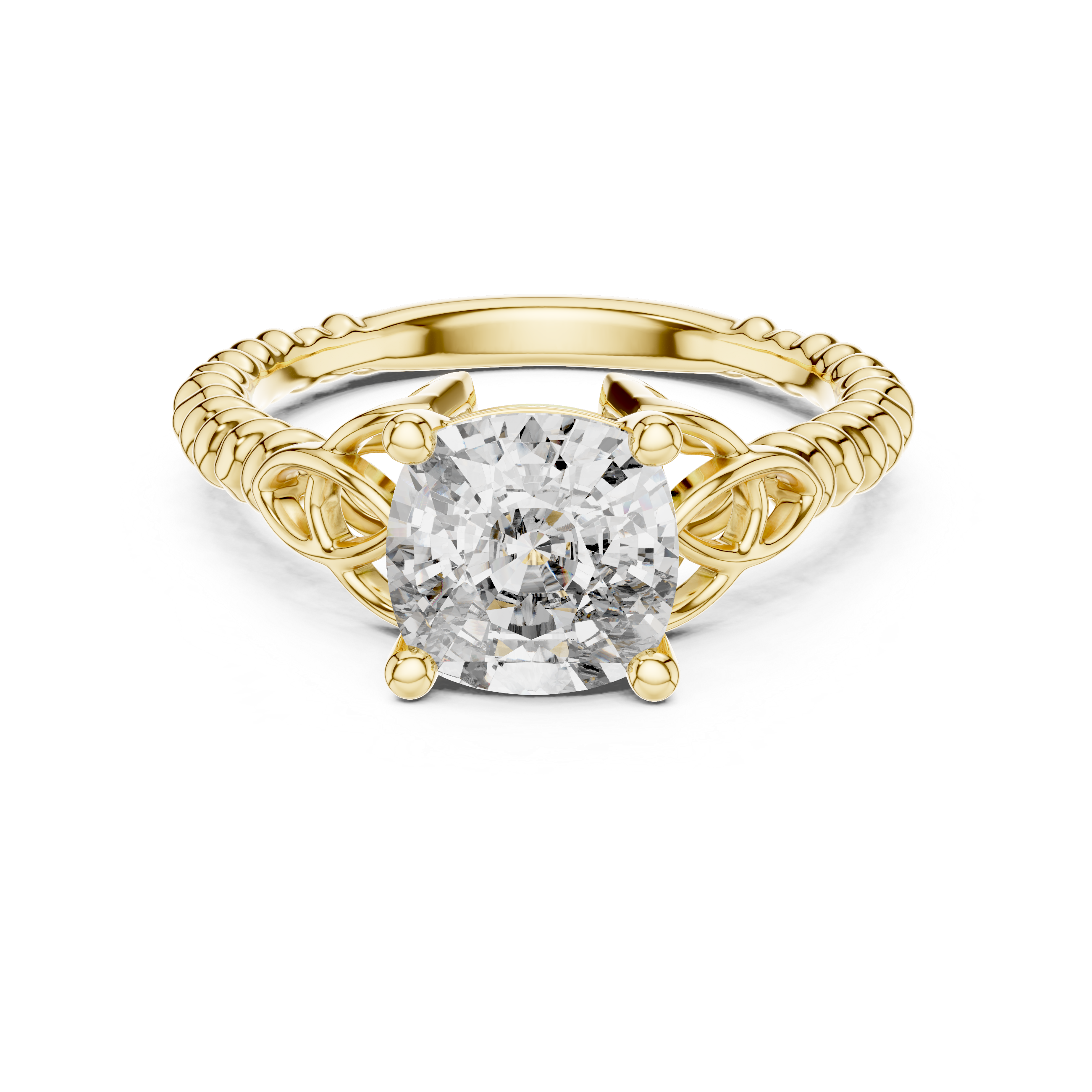 Cushion Cut Diamond Celtic Trinity Knot Ring