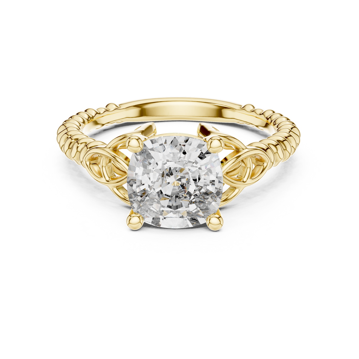 Cushion Cut Diamond Celtic Trinity Knot Ring
