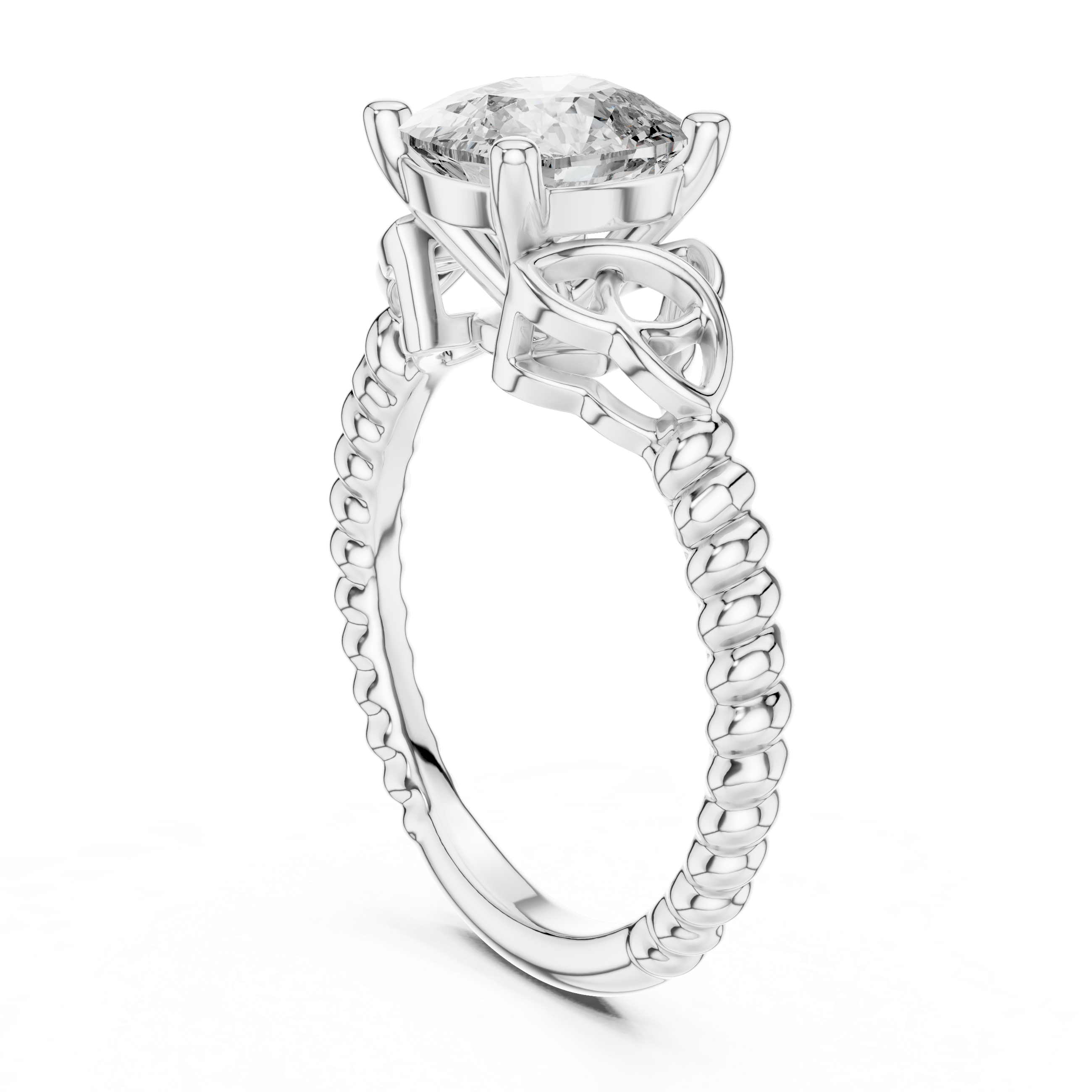 Cushion Cut Diamond Celtic Trinity Knot Ring
