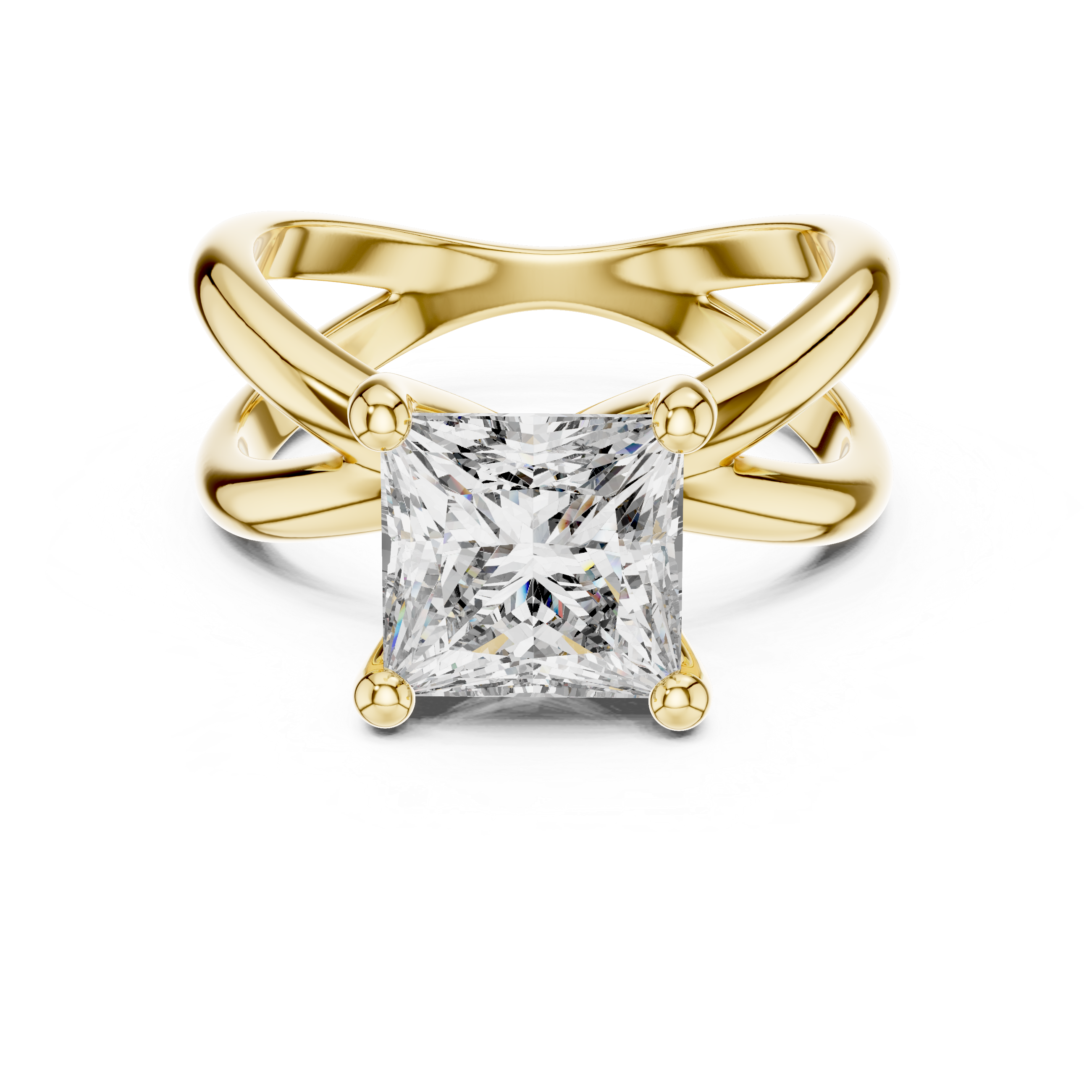 Criss-Cross Princess Cut Diamond Solitaire Ring