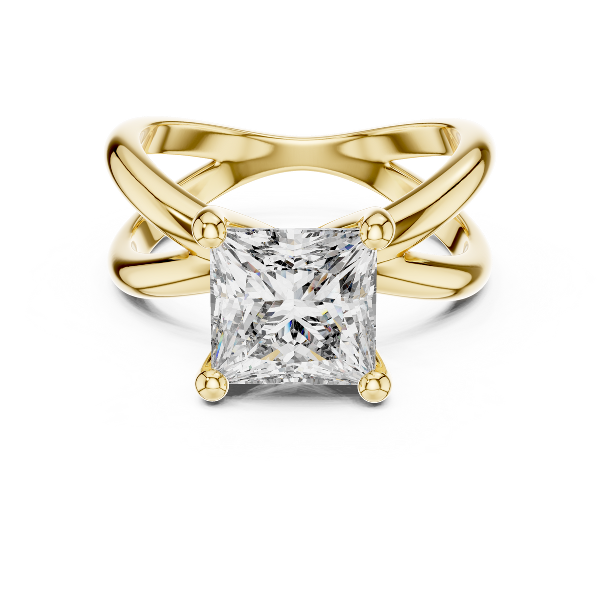 Criss-Cross Princess Cut Diamond Solitaire Ring