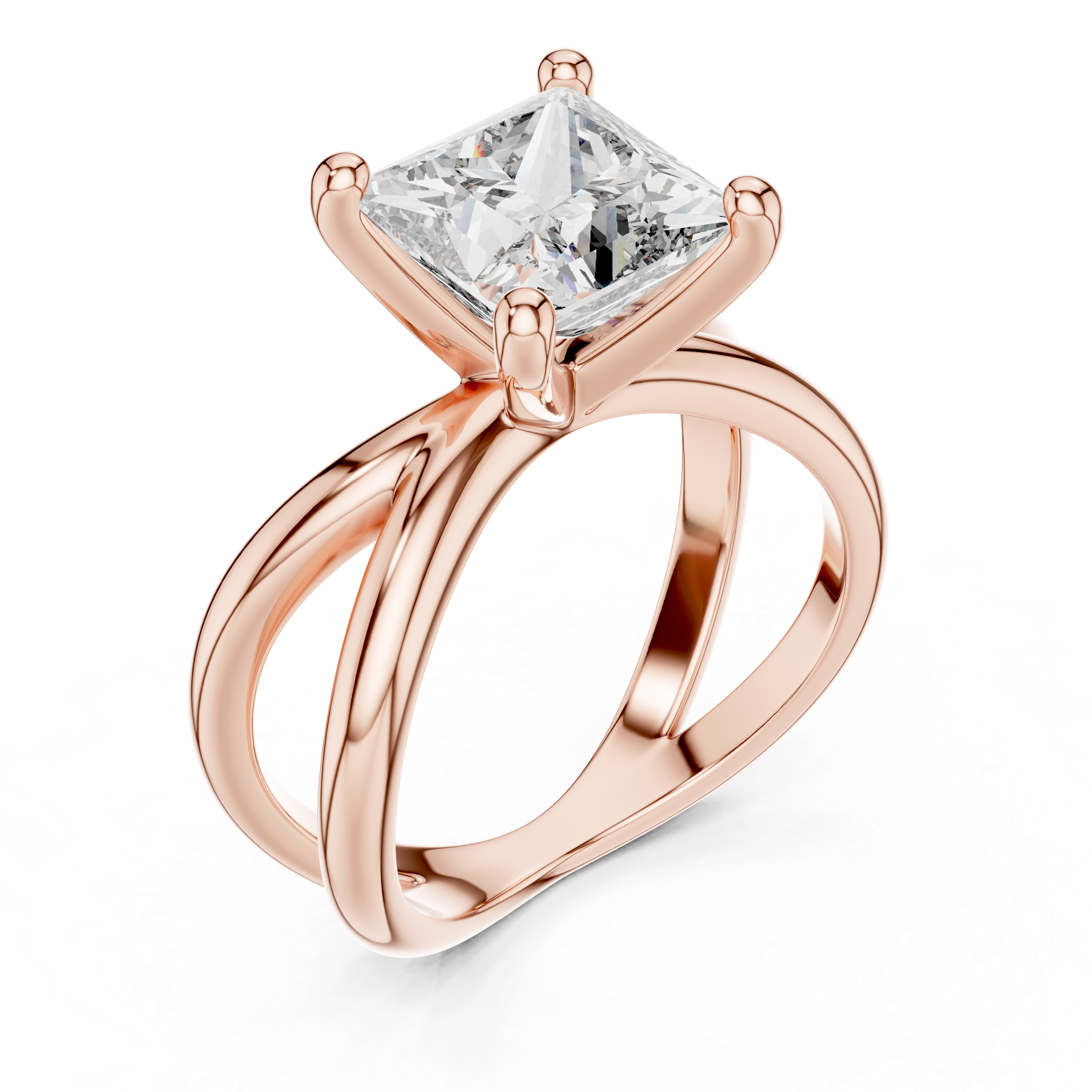 Criss-Cross Princess Cut Diamond Solitaire Ring